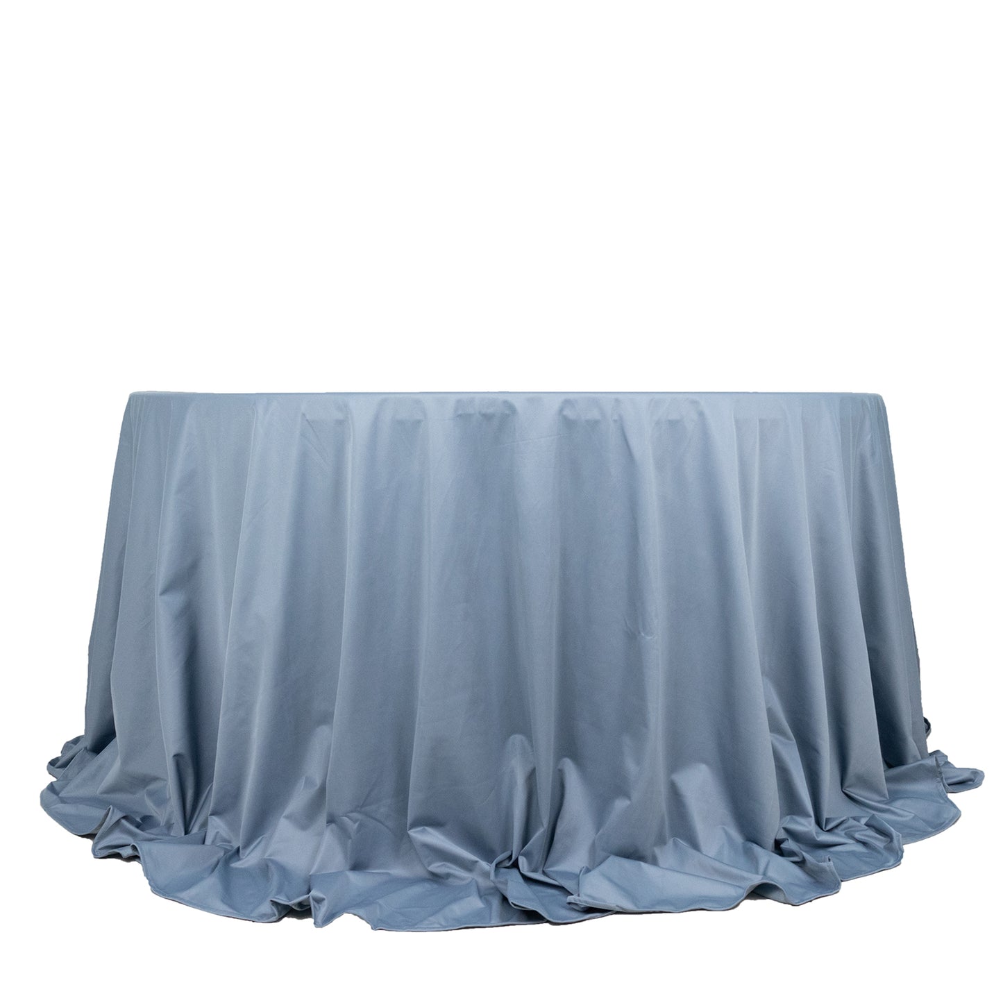 132" Dusty Blue Premium Scuba Wrinkle Free Round Tablecloth, Seamless Scuba Polyester Tablecloth