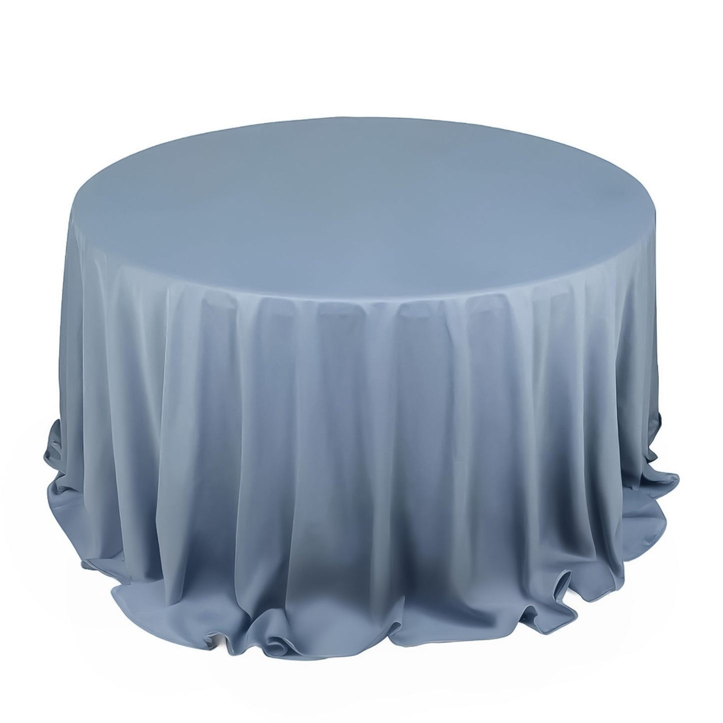 132" Dusty Blue Scuba Wrinkle Free Round Tablecloth, Seamless Scuba Polyester Tablecloth