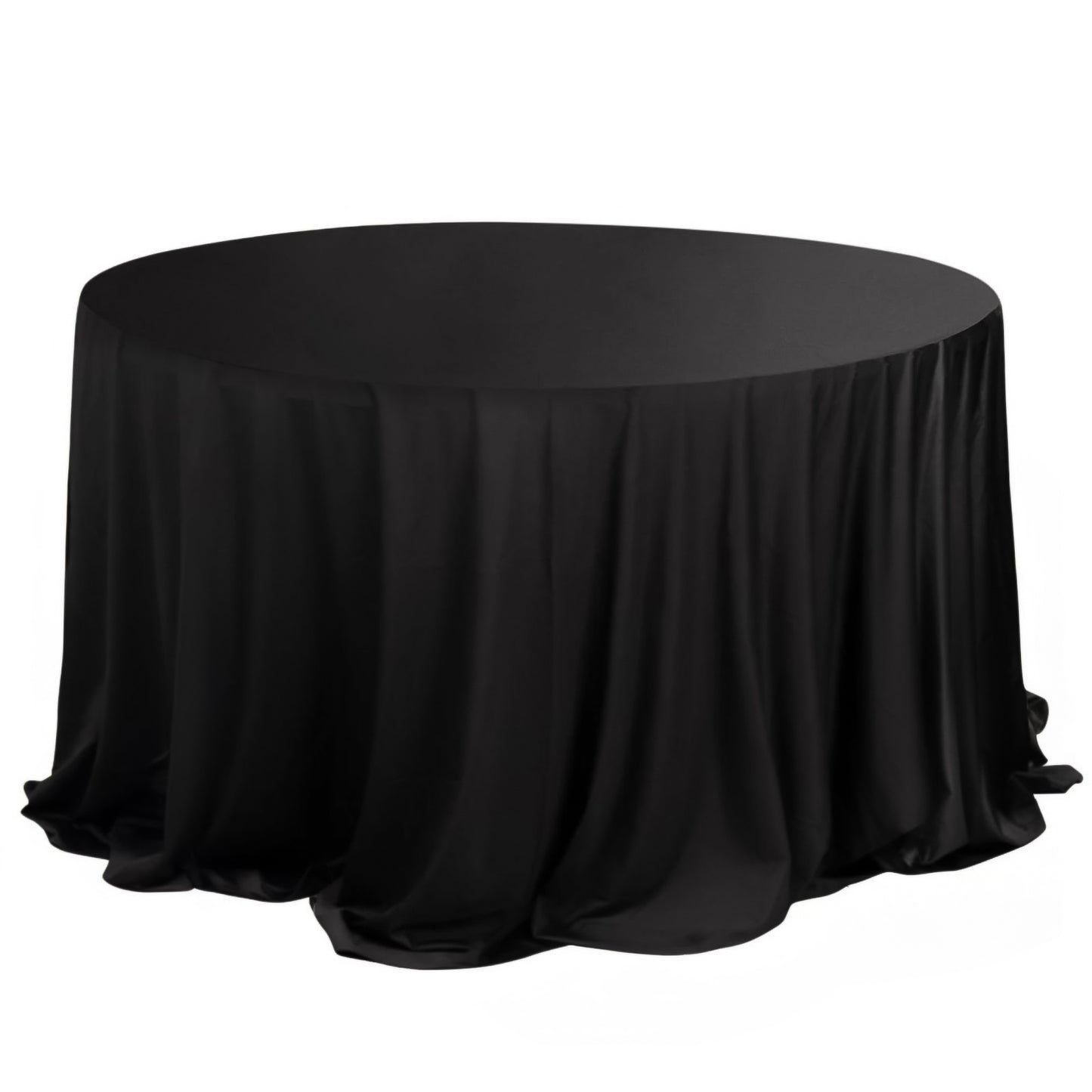 132" Black Scuba Wrinkle Free Round Tablecloth, Seamless Scuba Polyester Tablecloth