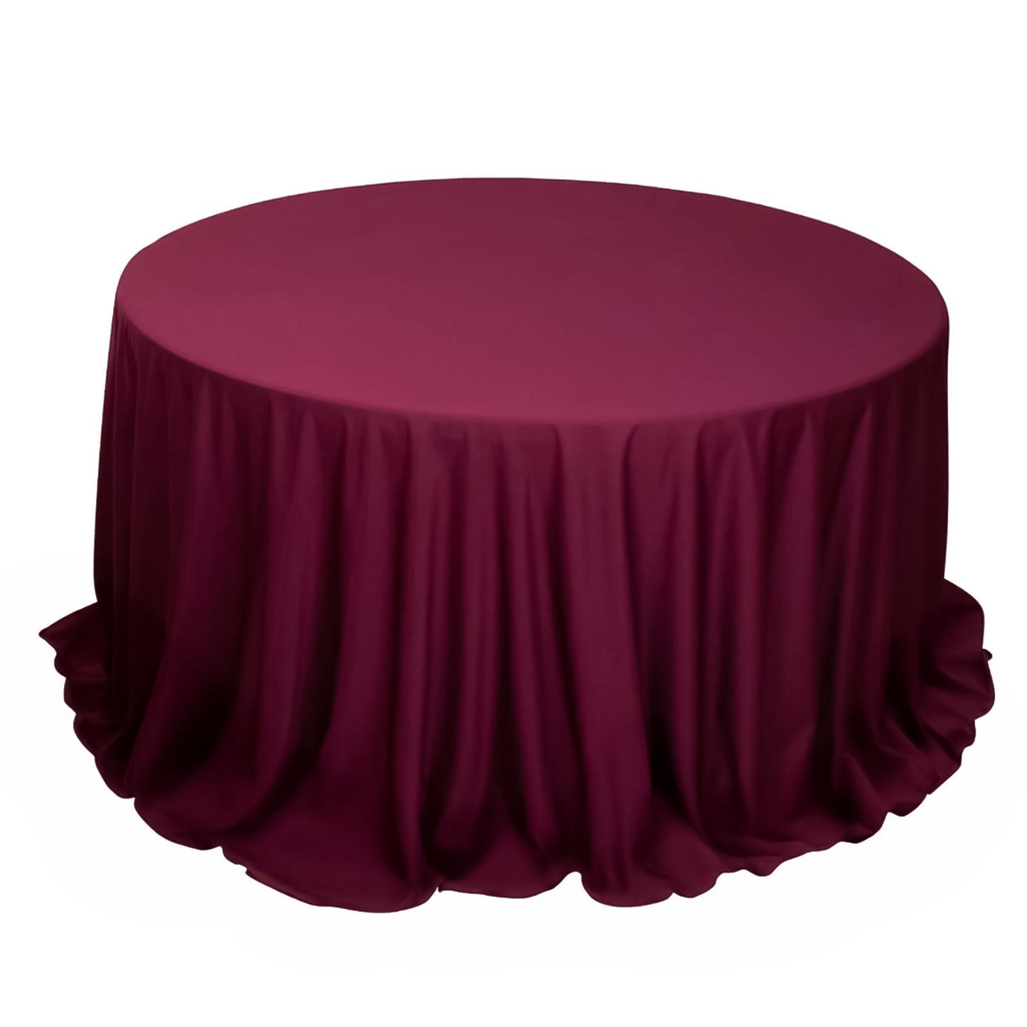 132" Burgundy Scuba Wrinkle Free Round Tablecloth, Seamless Scuba Polyester Tablecloth