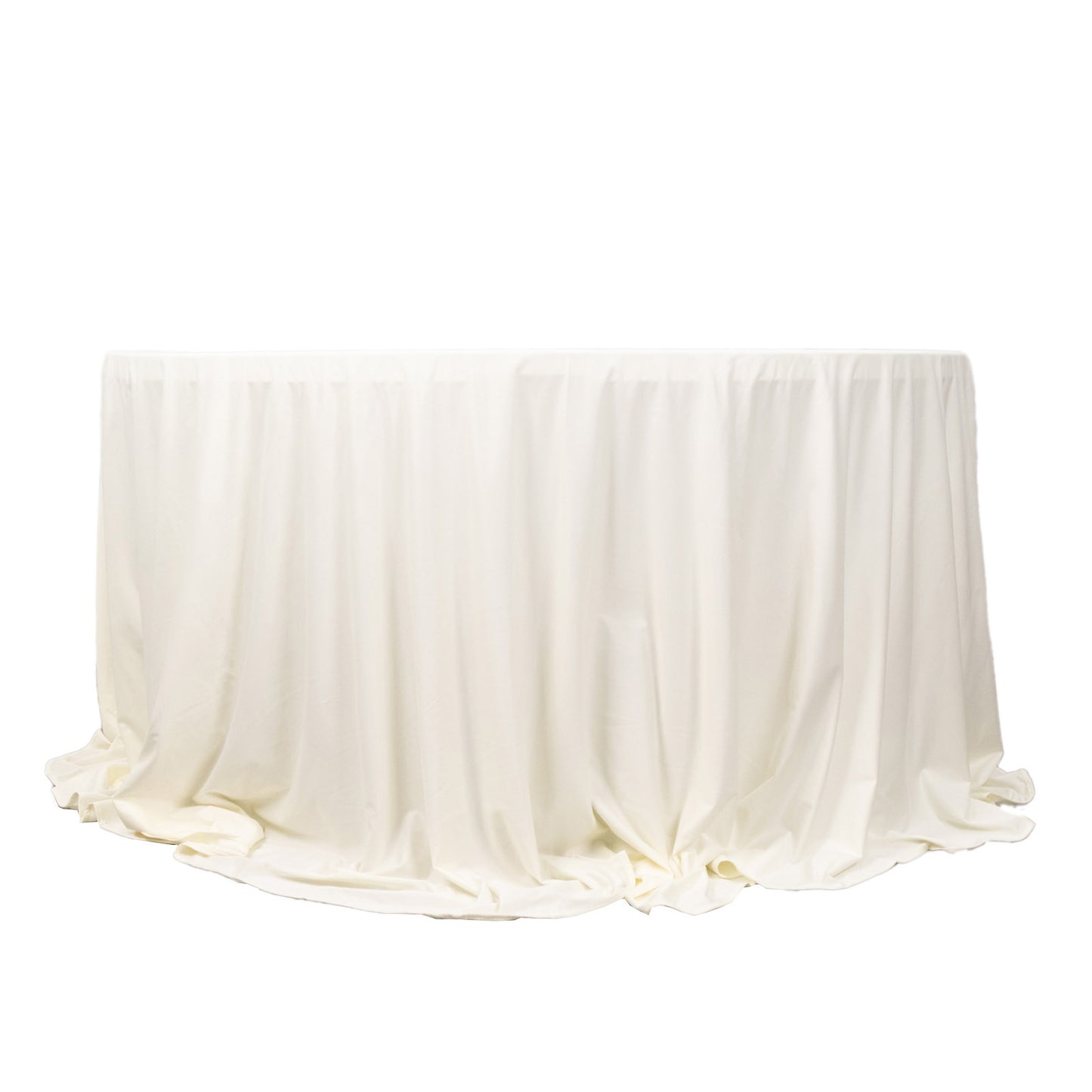 132" Ivory Premium Scuba Wrinkle Free Round Tablecloth, Seamless Scuba Polyester Tablecloth