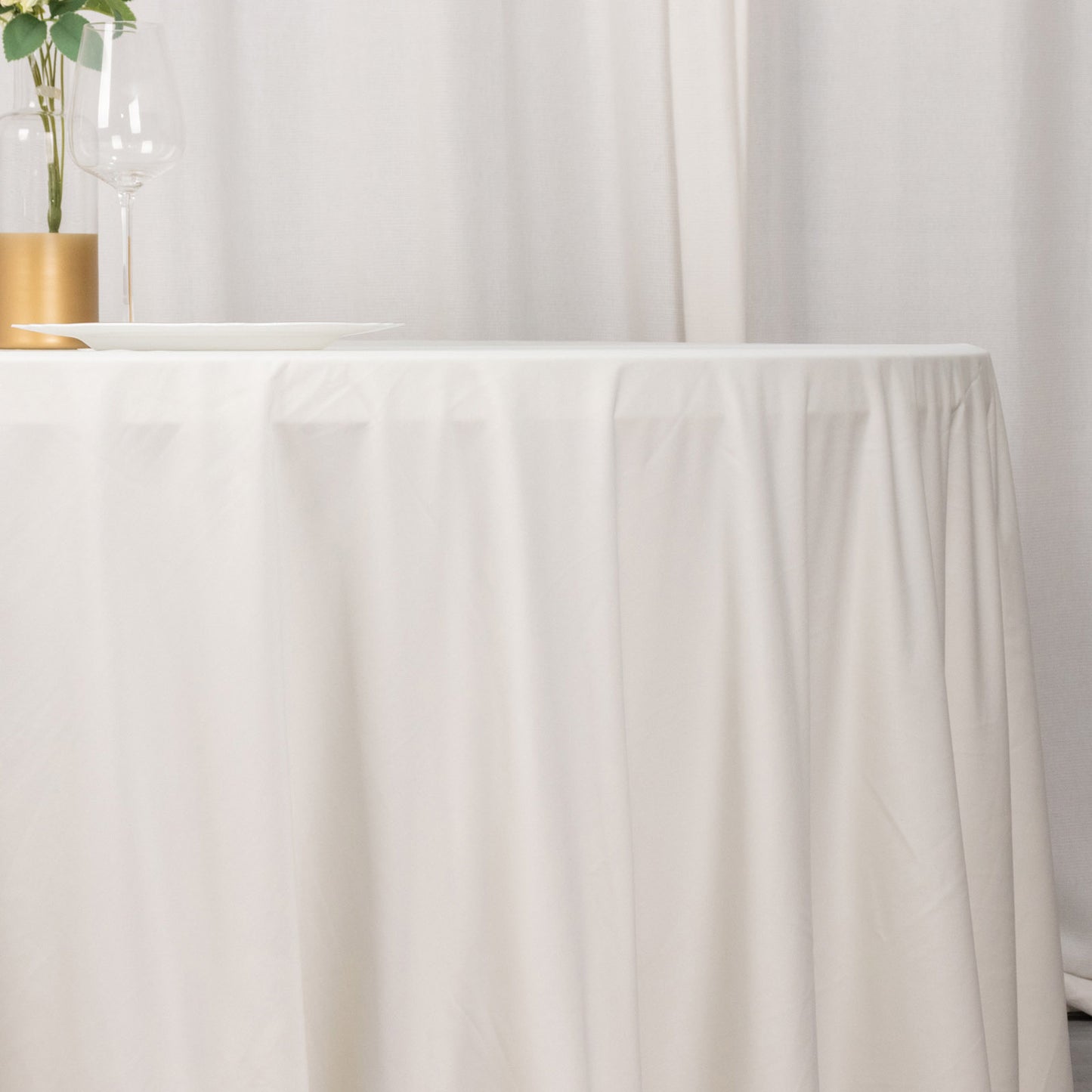 132" Ivory Premium Scuba Wrinkle Free Round Tablecloth, Seamless Scuba Polyester Tablecloth