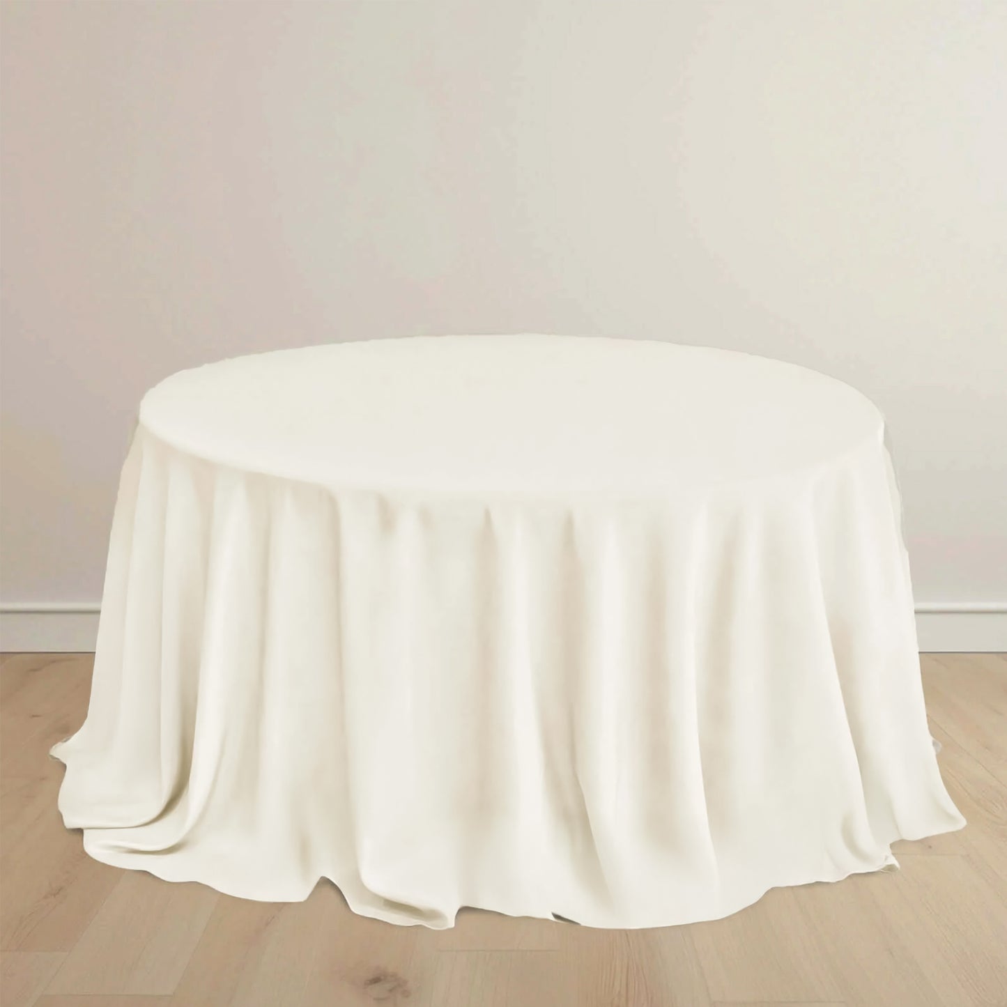 132" Ivory Scuba Wrinkle Free Round Tablecloth, Seamless Scuba Polyester Tablecloth