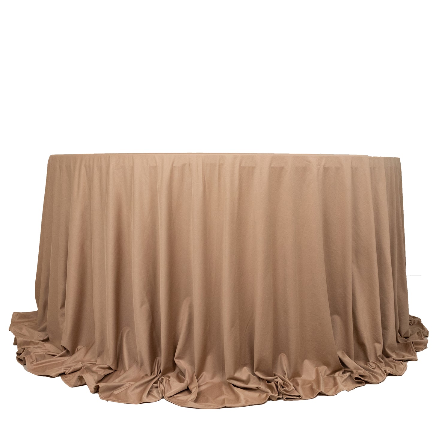 132" Nude Premium Scuba Wrinkle Free Round Tablecloth, Seamless Scuba Polyester Tablecloth