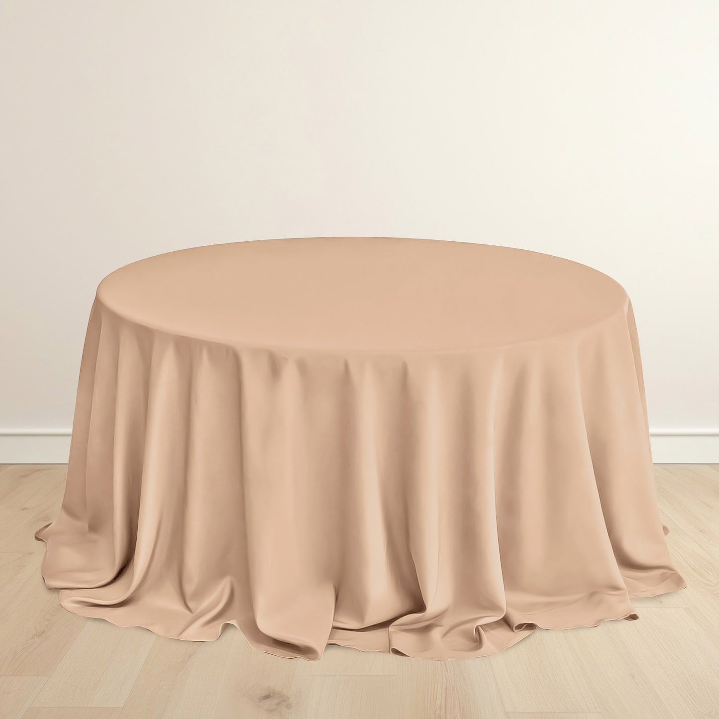 132" Nude Scuba Wrinkle Free Round Tablecloth, Seamless Scuba Polyester Tablecloth