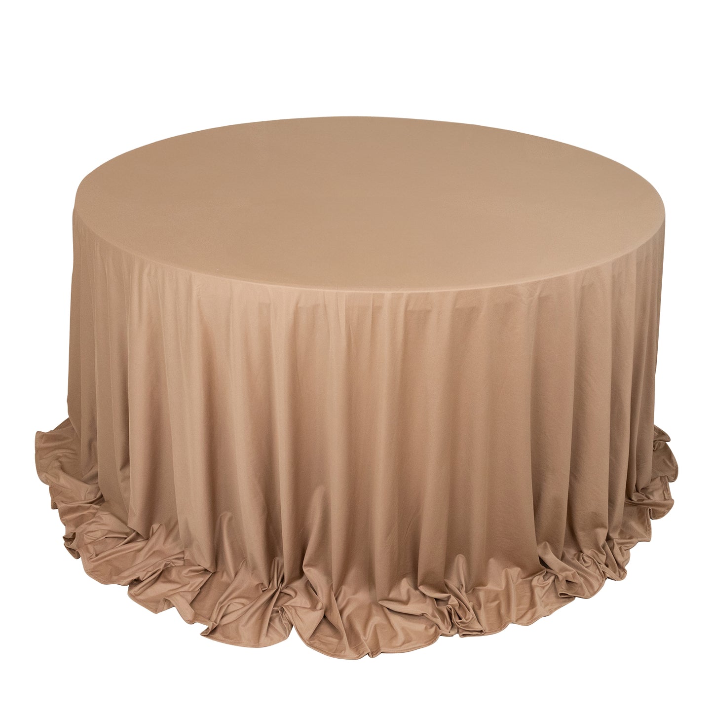 132" Nude Premium Scuba Wrinkle Free Round Tablecloth, Seamless Scuba Polyester Tablecloth