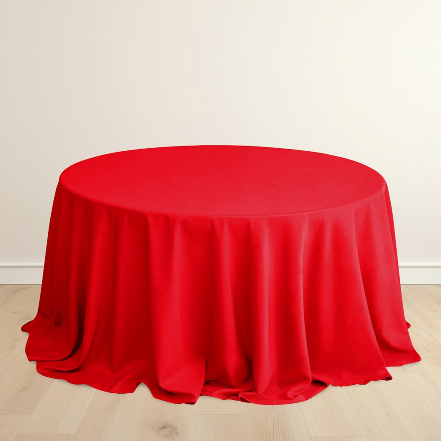 132" Red Scuba Wrinkle Free Round Tablecloth, Seamless Scuba Polyester Tablecloth