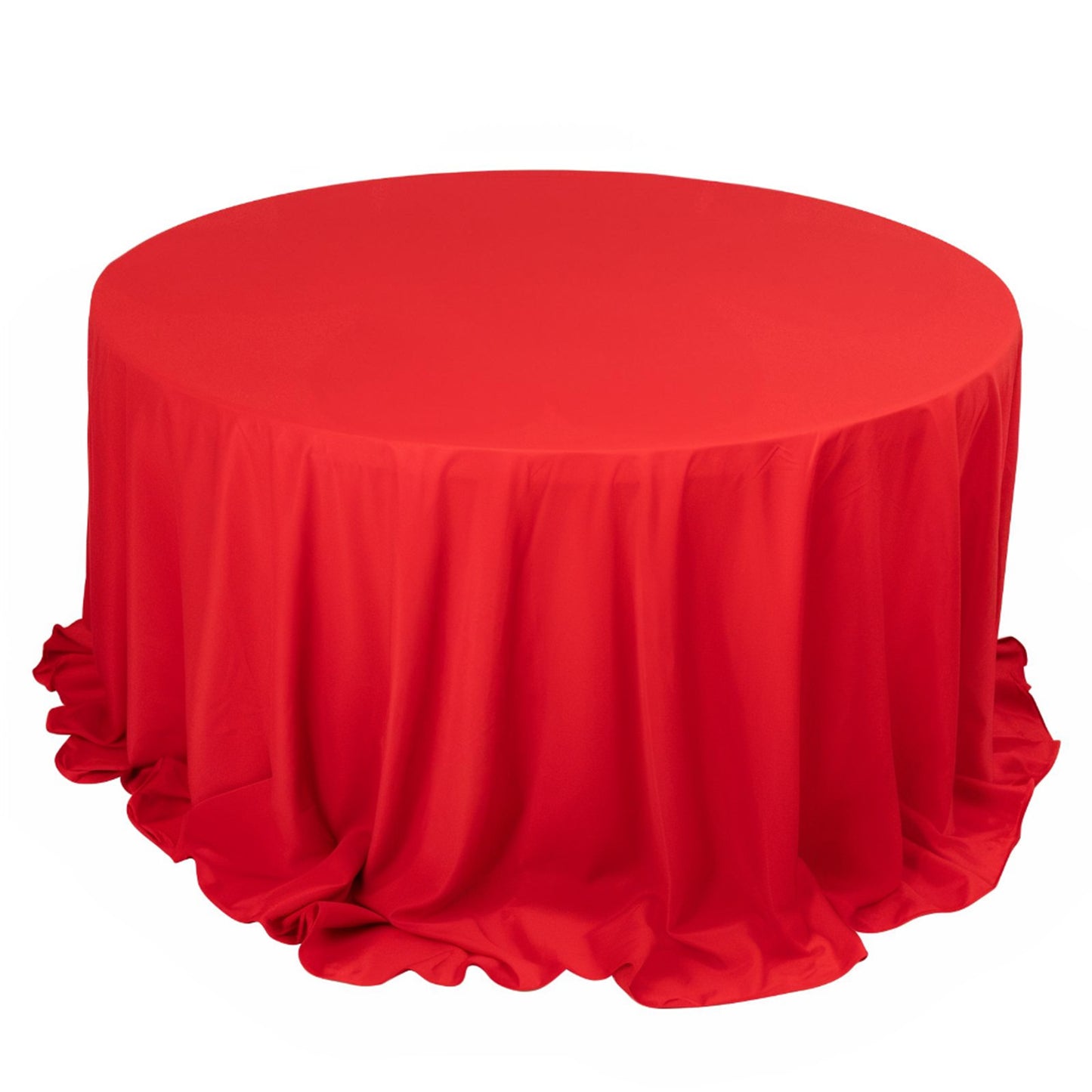132" Red Scuba Wrinkle Free Round Tablecloth, Seamless Scuba Polyester Tablecloth