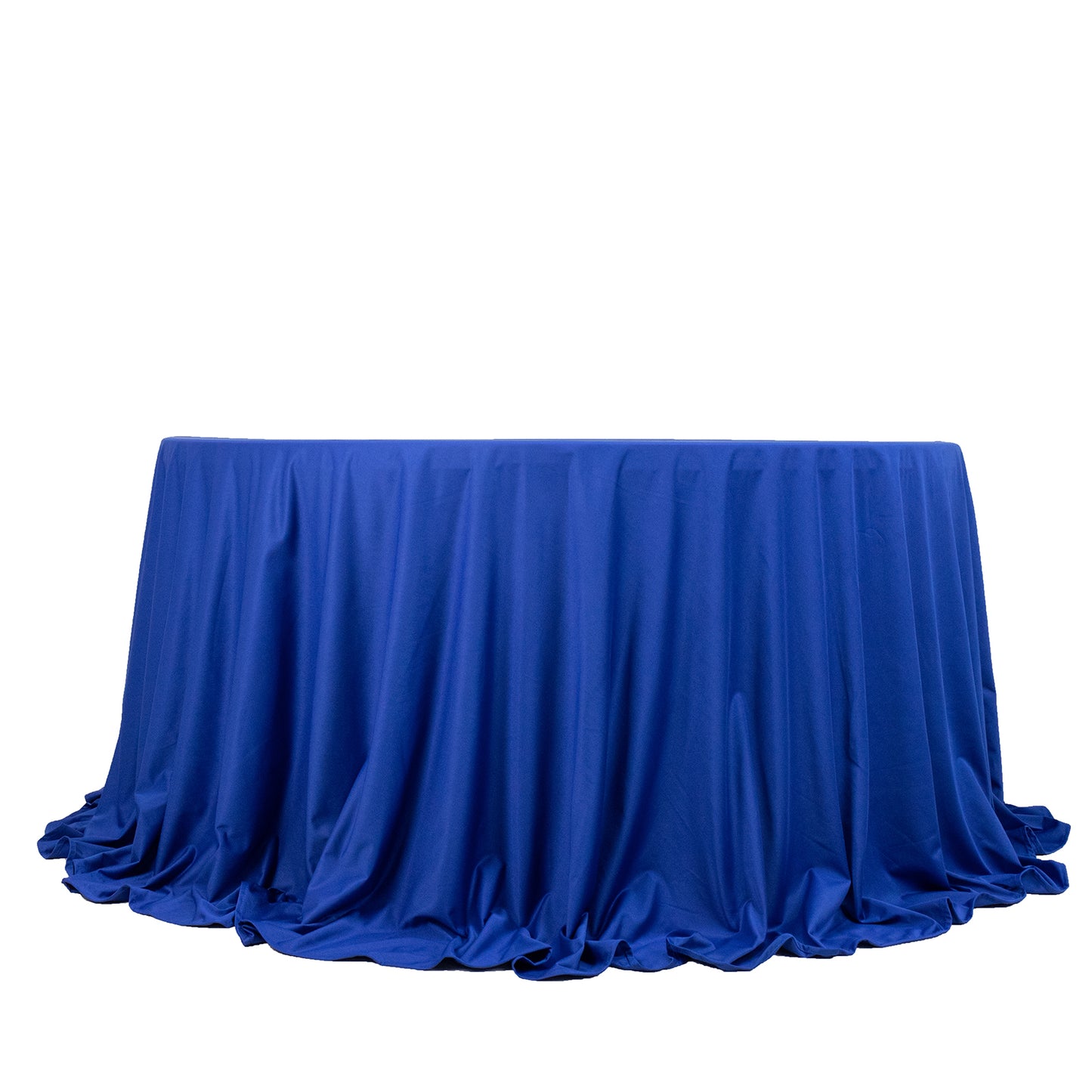 132" Royal Blue Premium Scuba Wrinkle Free Round Tablecloth, Seamless Scuba Polyester Tablecloth