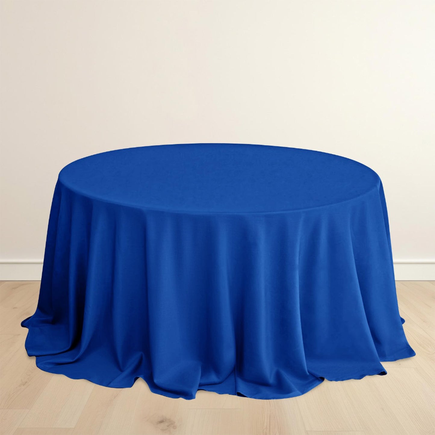 132" Royal Blue Scuba Wrinkle Free Round Tablecloth, Seamless Scuba Polyester Tablecloth