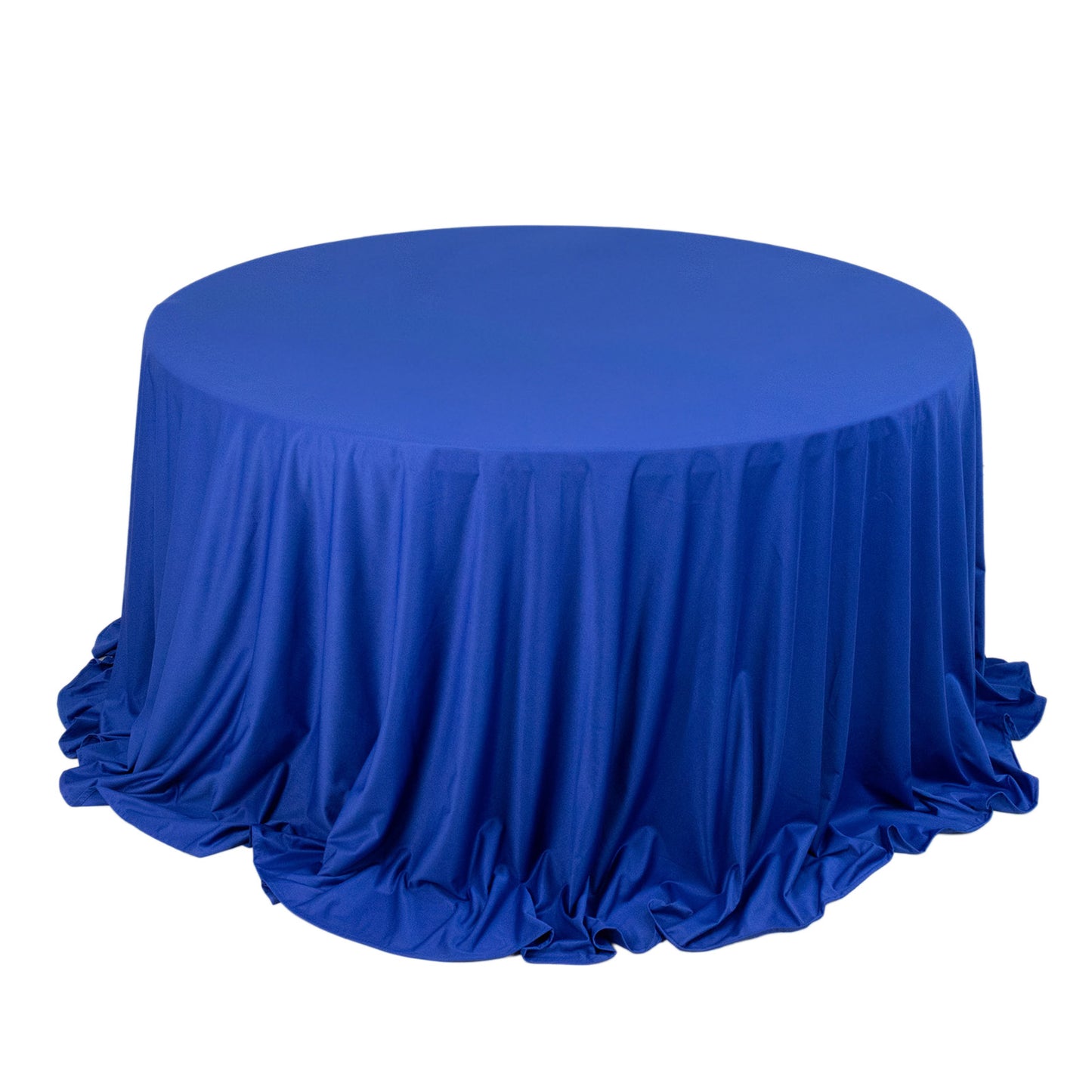 132" Royal Blue Premium Scuba Wrinkle Free Round Tablecloth, Seamless Scuba Polyester Tablecloth