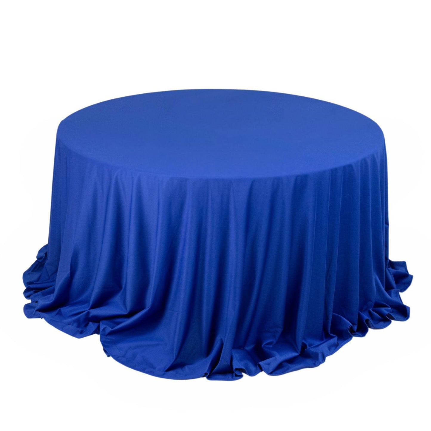 132" Royal Blue Scuba Wrinkle Free Round Tablecloth, Seamless Scuba Polyester Tablecloth