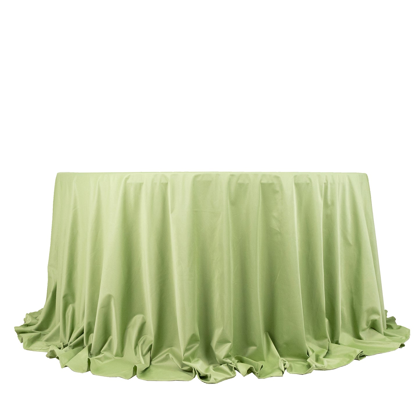 132" Sage Green Premium Scuba Wrinkle Free Round Tablecloth, Seamless Scuba Polyester Tablecloth