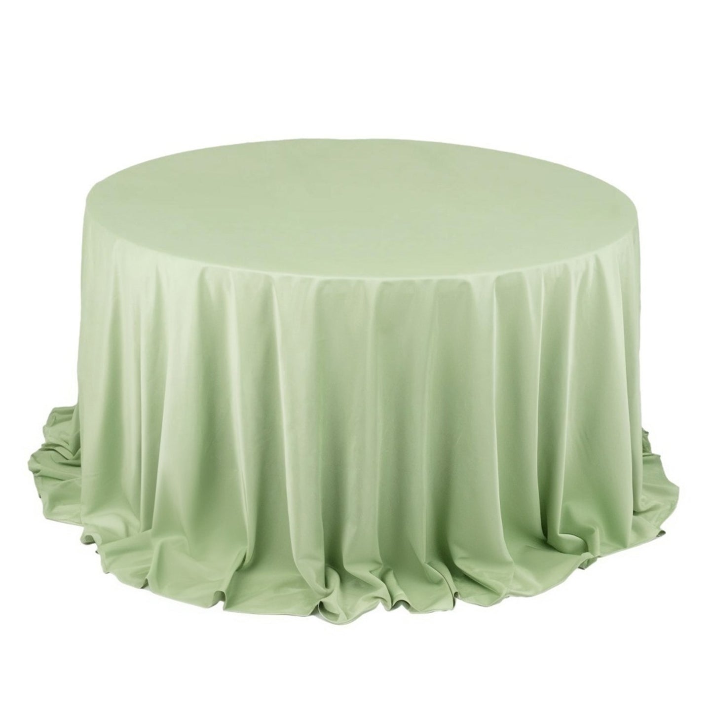 132" Sage Green Scuba Wrinkle Free Round Tablecloth, Seamless Scuba Polyester Tablecloth