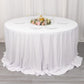 132" White Scuba Wrinkle Free Round Tablecloth, Seamless Scuba Polyester Tablecloth