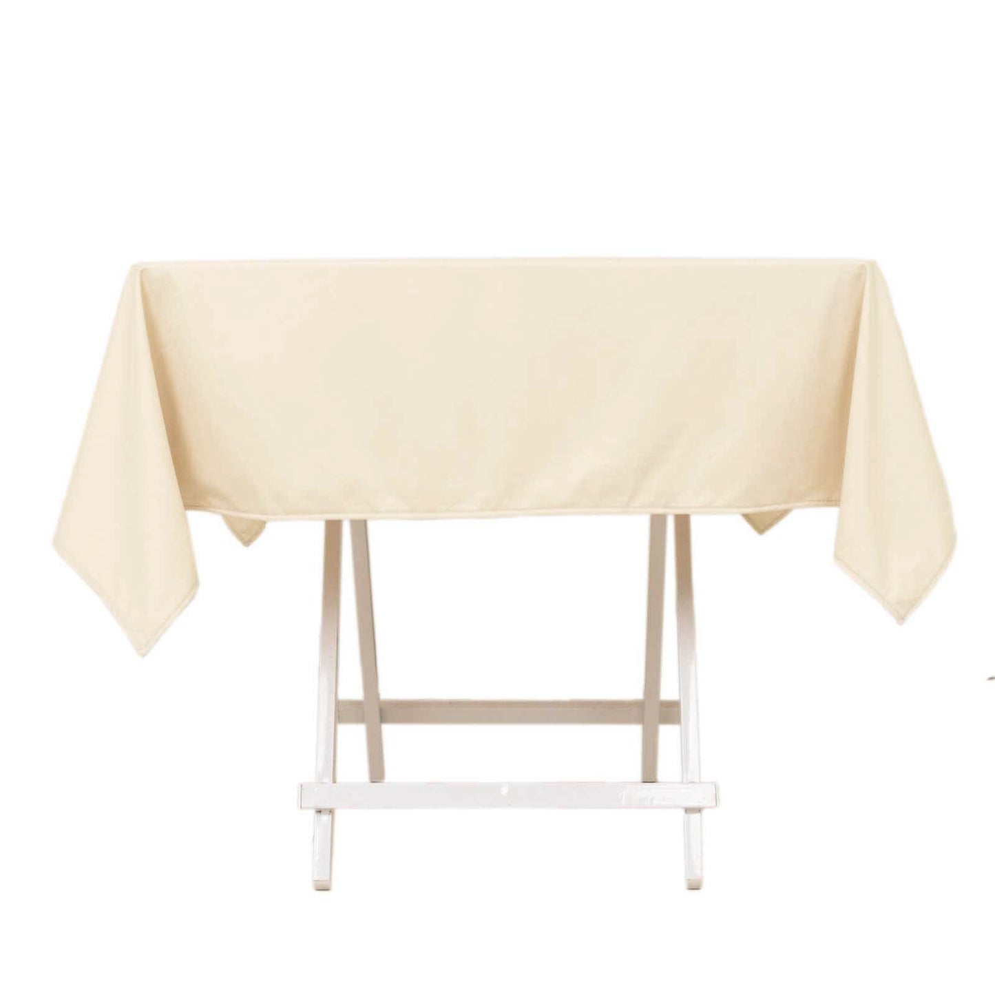 54" Beige Premium Scuba Wrinkle Free Square Tablecloth, Scuba Polyester Tablecloth