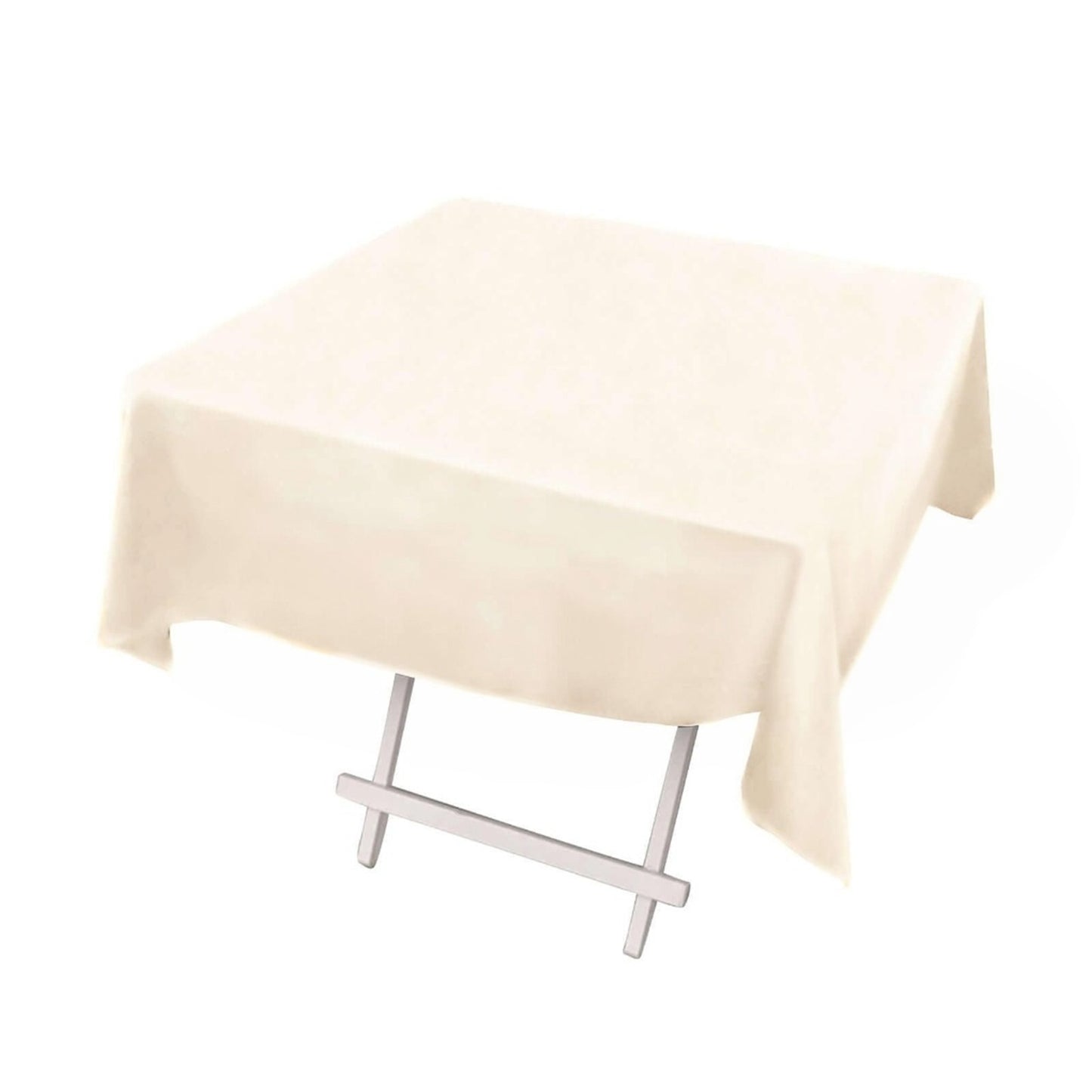 54" Beige Scuba Wrinkle Free Square Tablecloth, Scuba Polyester Tablecloth