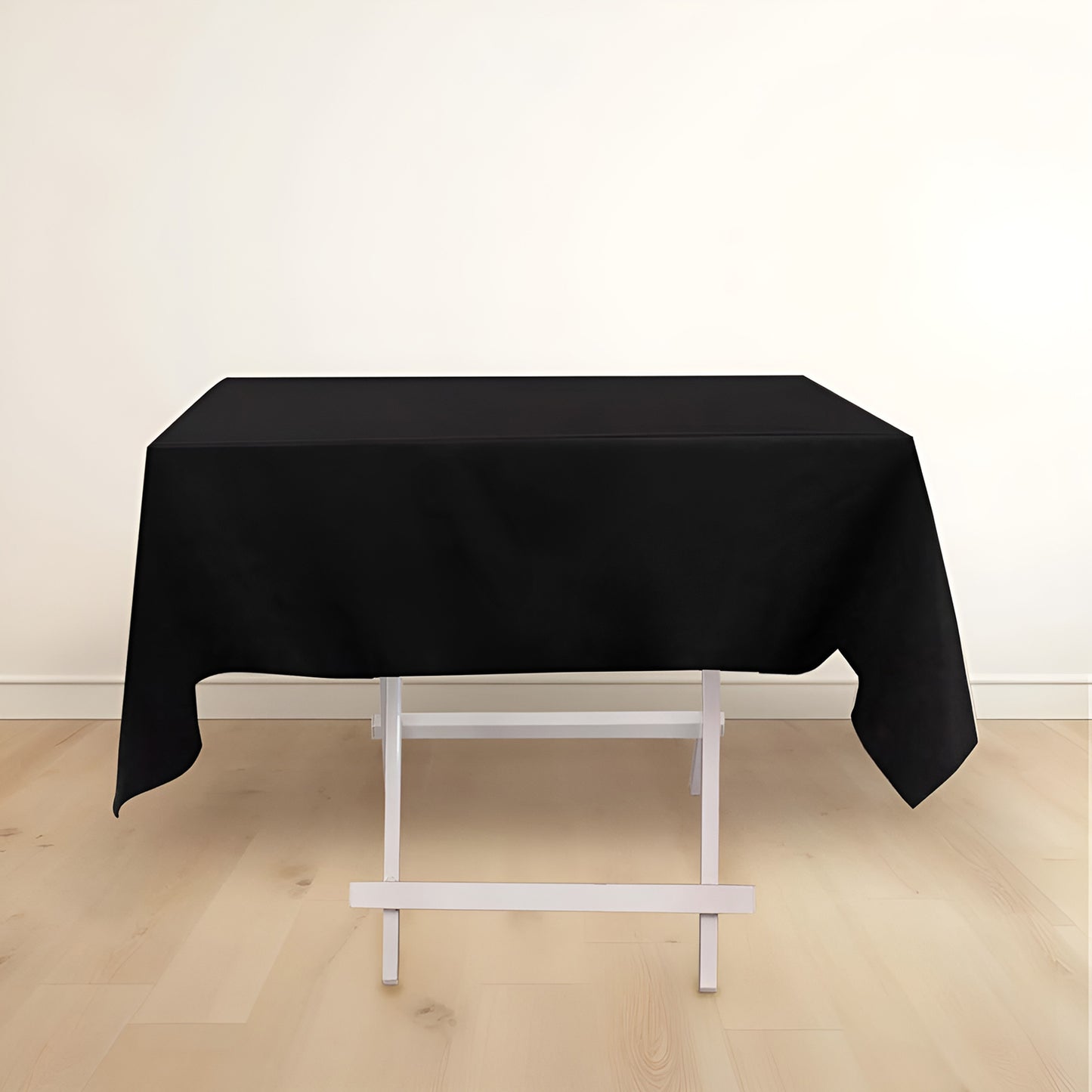 54" Black Scuba Wrinkle Free Square Tablecloth, Scuba Polyester Tablecloth