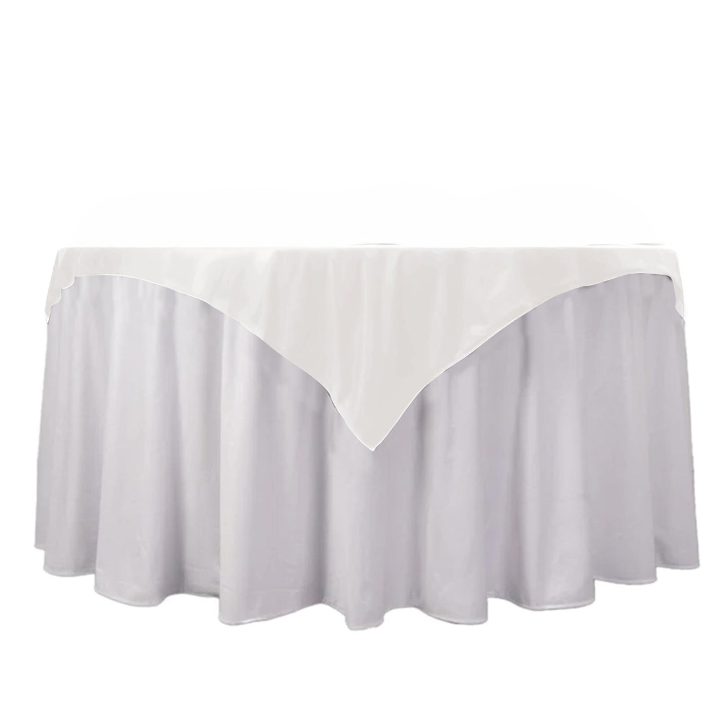 54" Ivory Scuba Wrinkle Free Square Table Overlay, Scuba Polyester Table Topper