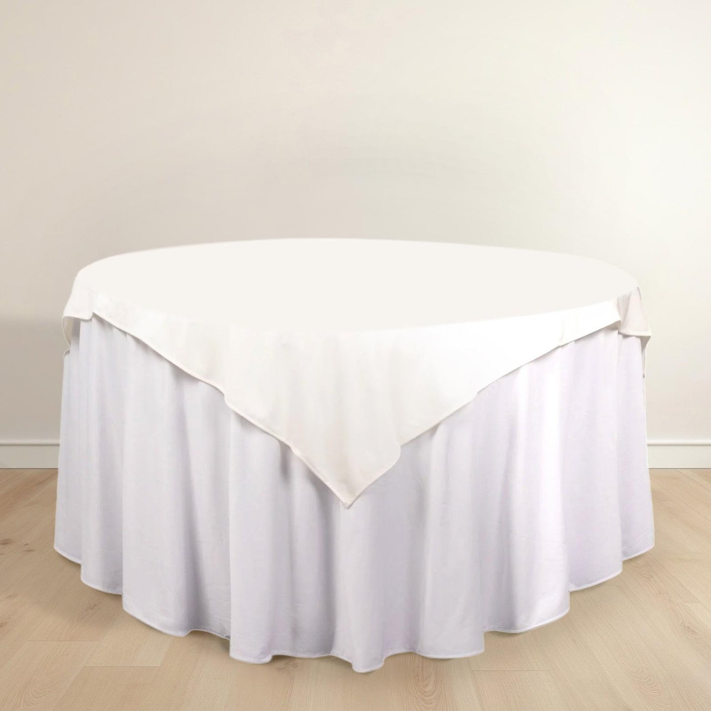54" Ivory Scuba Wrinkle Free Square Table Overlay, Scuba Polyester Table Topper