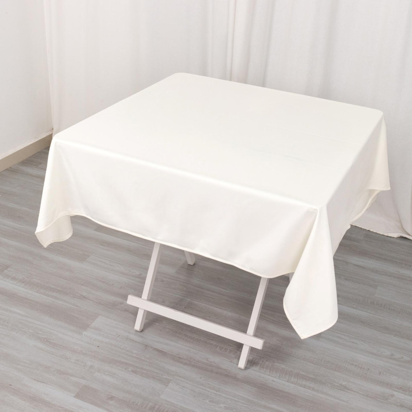 54" Ivory Scuba Wrinkle Free Square Tablecloth, Scuba Polyester Tablecloth