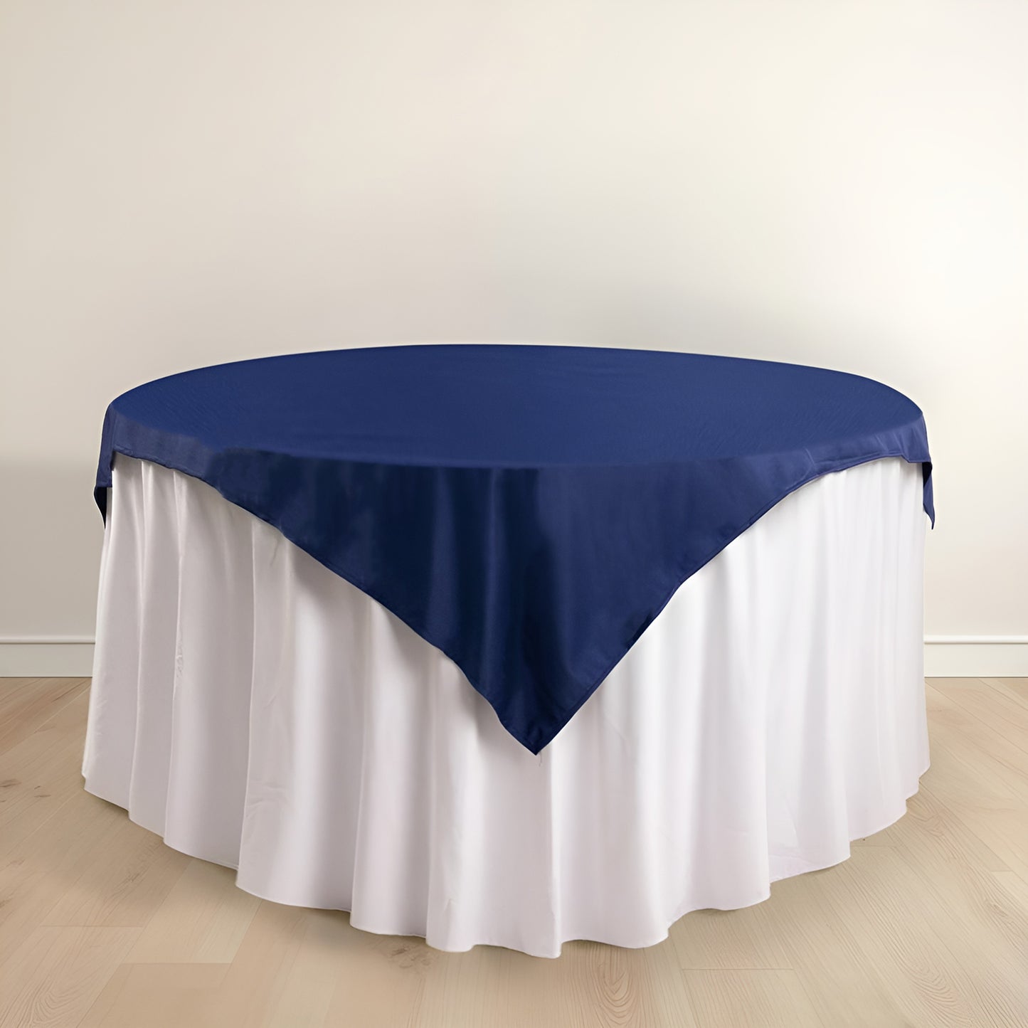 54" Navy Blue  Scuba Wrinkle Free Square Table Overlay, Scuba Polyester Table Topper