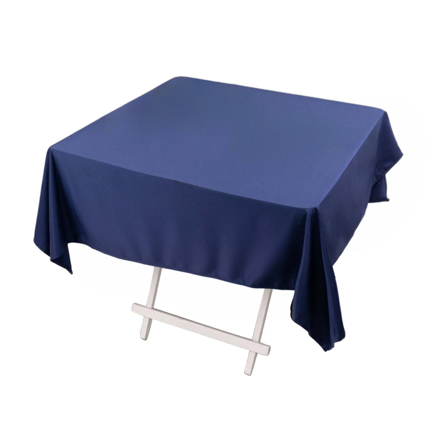 54" Navy Blue Scuba Wrinkle Free Square Tablecloth, Scuba Polyester Tablecloth