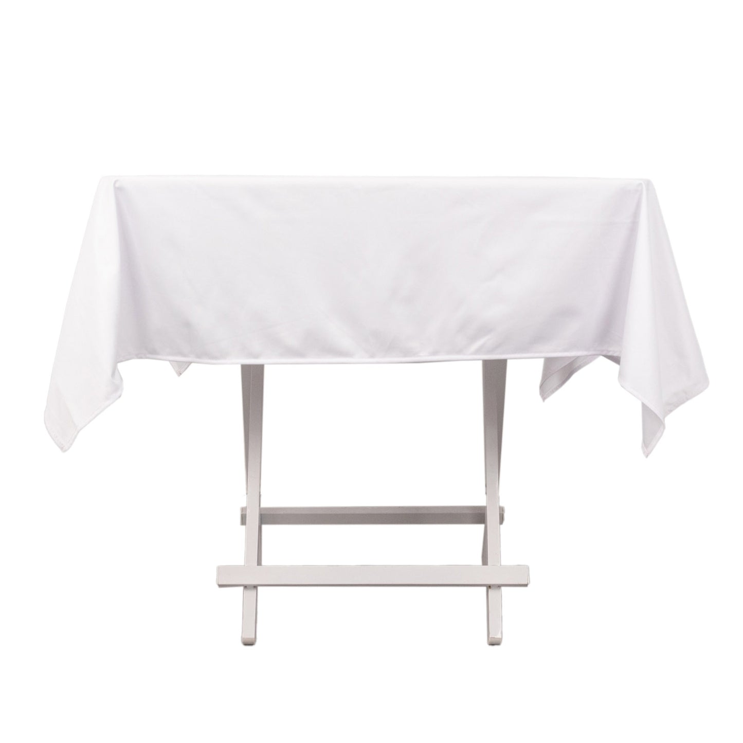 54" White Scuba Wrinkle Free Square Tablecloth, Scuba Polyester Tablecloth
