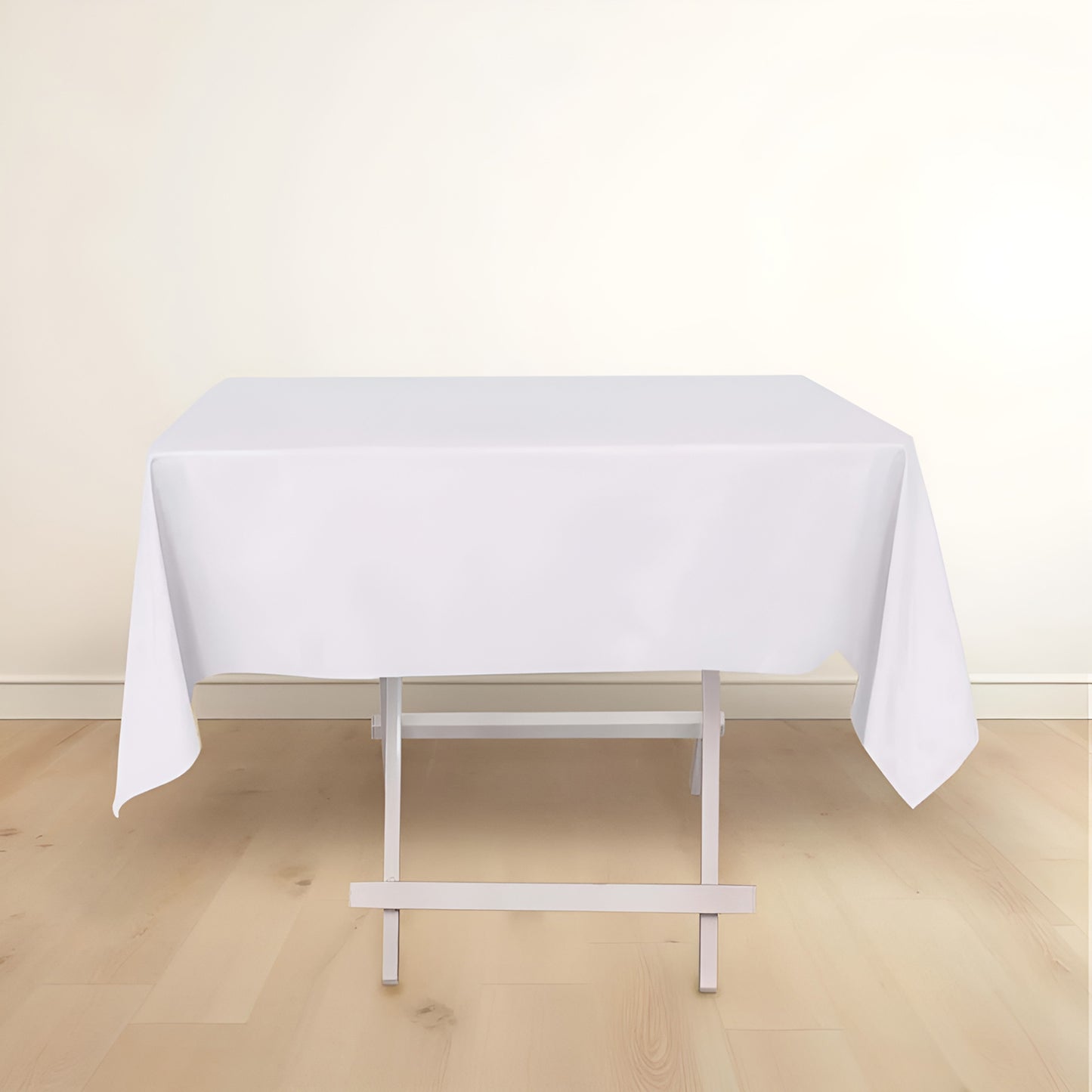 54" White Scuba Wrinkle Free Square Tablecloth, Scuba Polyester Tablecloth