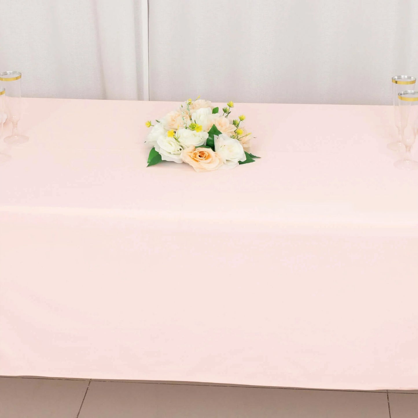 60"x102" Blush Premium Scuba Wrinkle Free Rectangular Tablecloth, Scuba Polyester Tablecloth