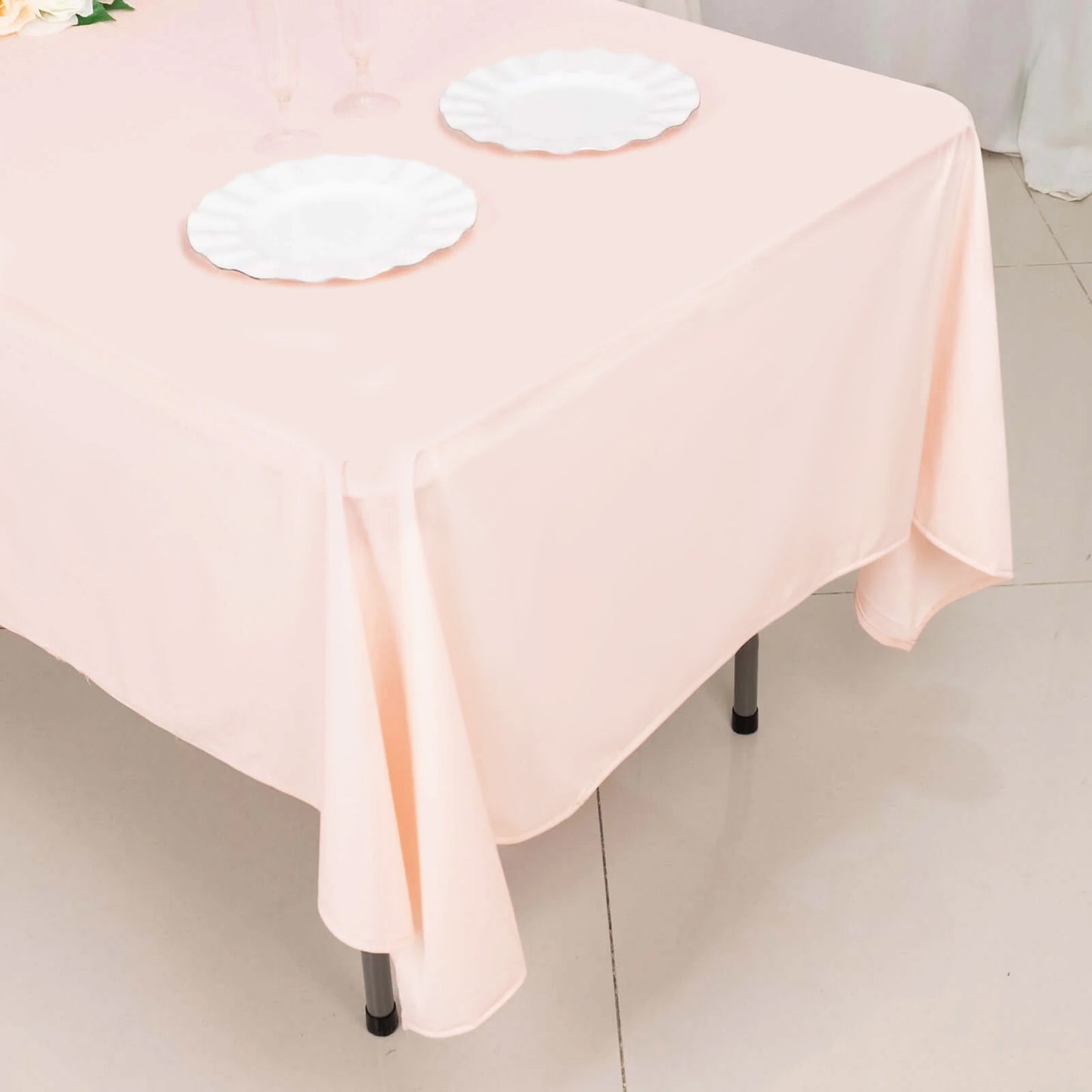 60"x102" Blush Premium Scuba Wrinkle Free Rectangular Tablecloth, Scuba Polyester Tablecloth