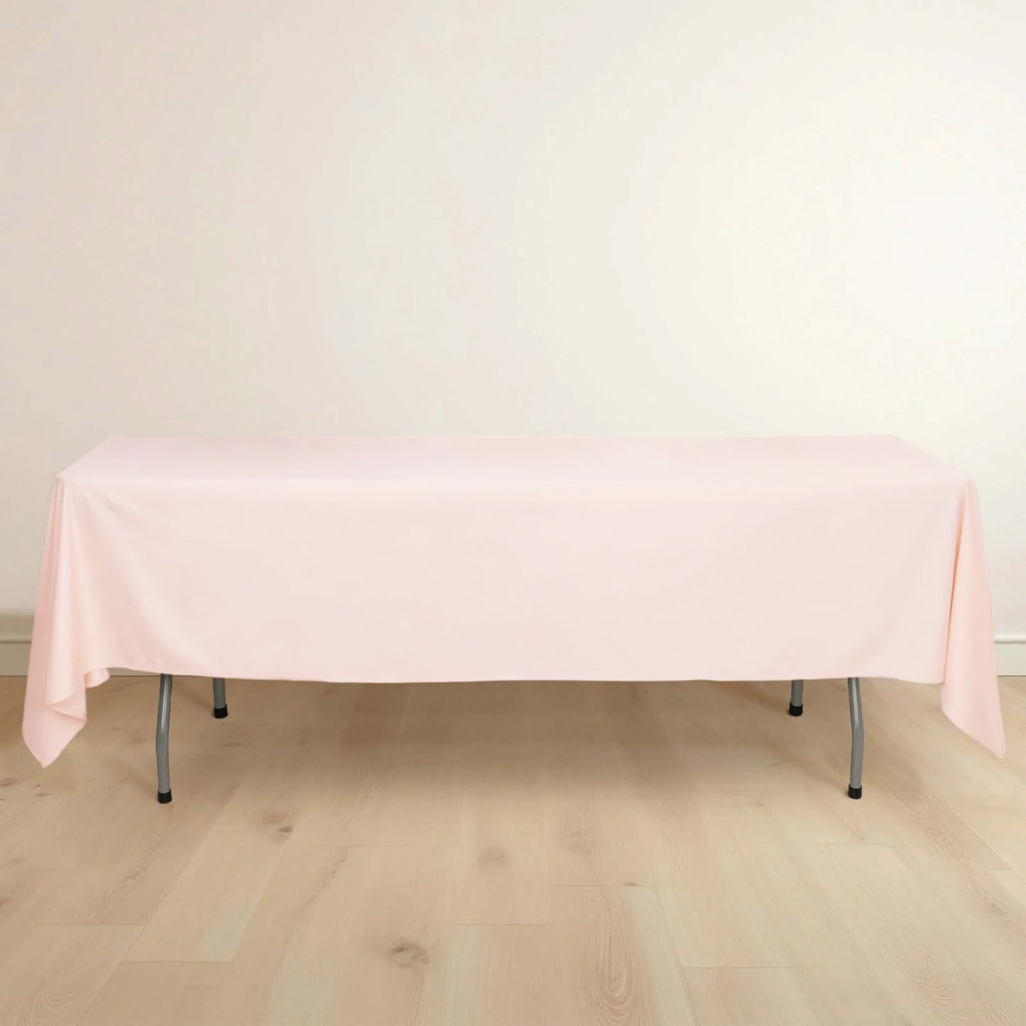 60"x102" Blush Premium Scuba Wrinkle Free Rectangular Tablecloth, Scuba Polyester Tablecloth