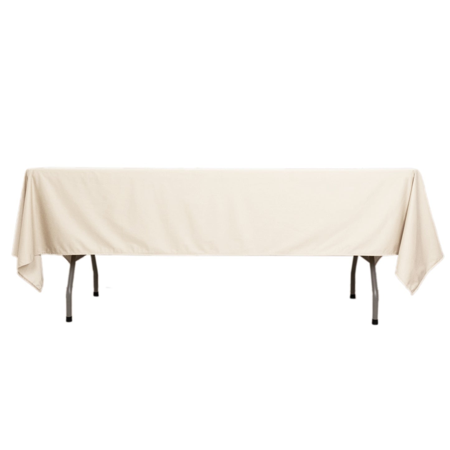 60"x102" Beige Premium Scuba Wrinkle Free Rectangular Tablecloth, Scuba Polyester Tablecloth