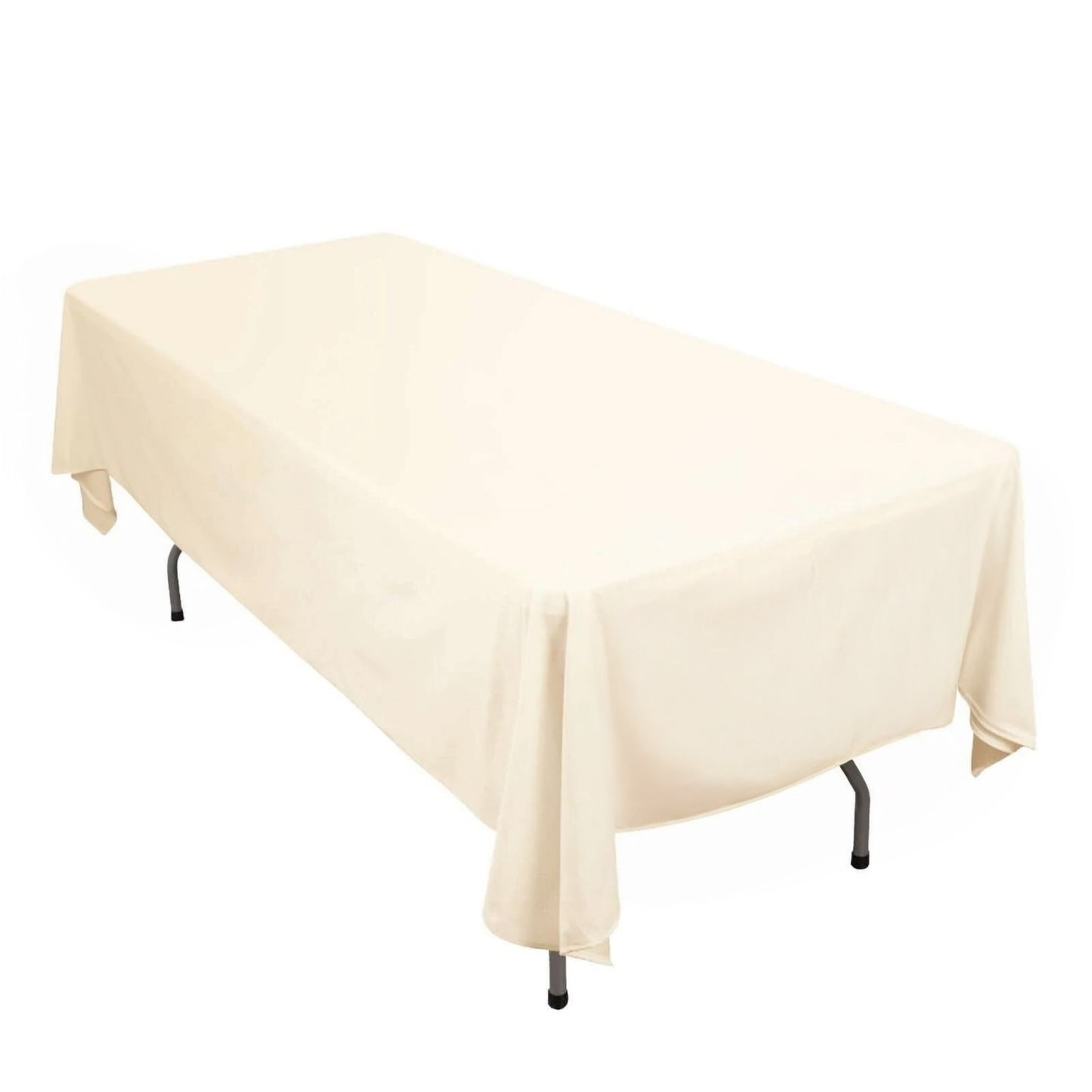 60"x102" Beige Scuba Wrinkle Free Rectangular Tablecloth, Scuba Polyester Tablecloth