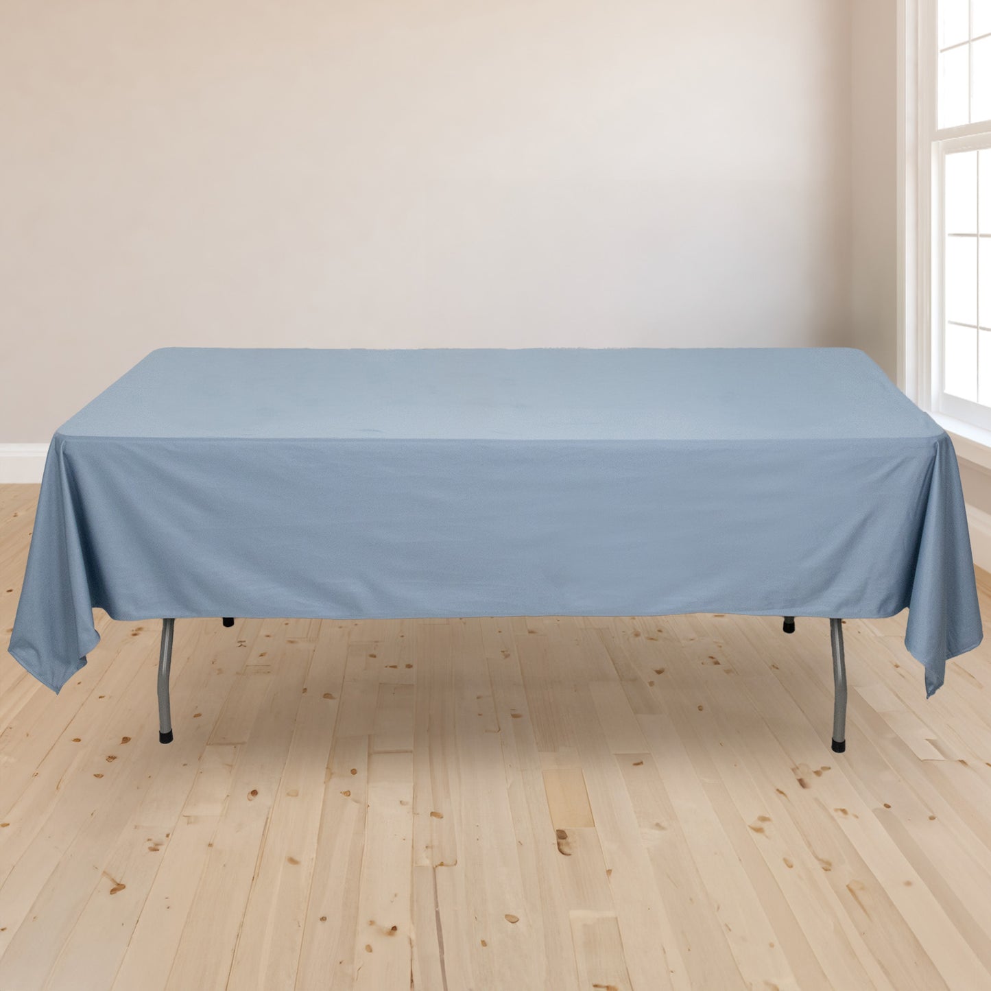 60"x102" Dusty Blue Premium Scuba Wrinkle Free Rectangular Tablecloth, Scuba Polyester Tablecloth