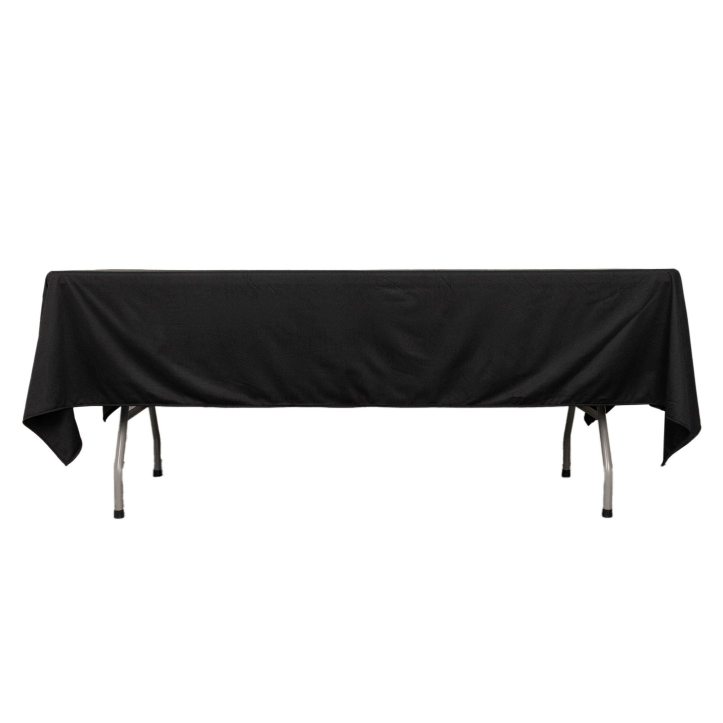 60"x102" Black Premium Scuba Wrinkle Free Rectangular Tablecloth, Scuba Polyester Tablecloth