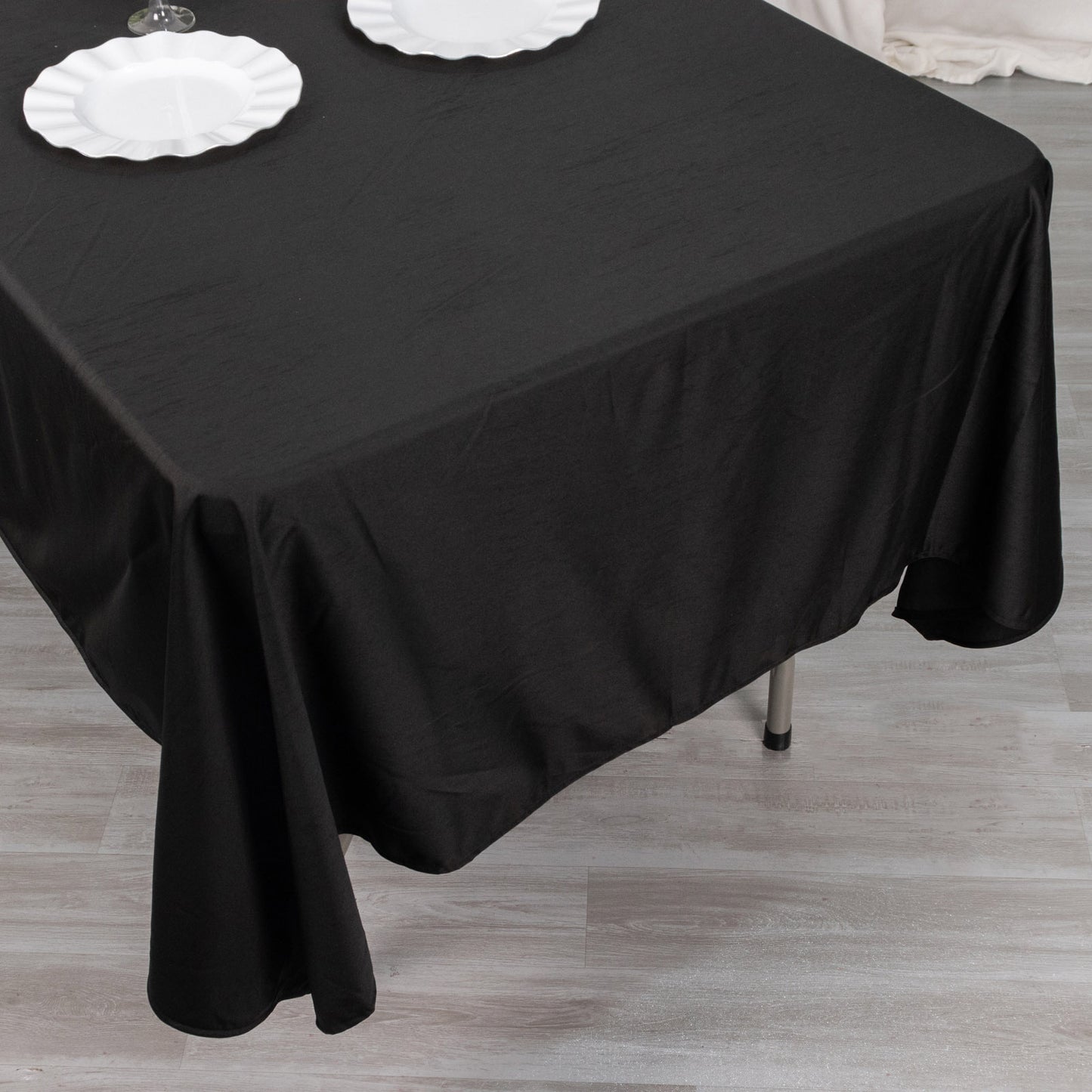 60"x102" Black Premium Scuba Wrinkle Free Rectangular Tablecloth, Scuba Polyester Tablecloth