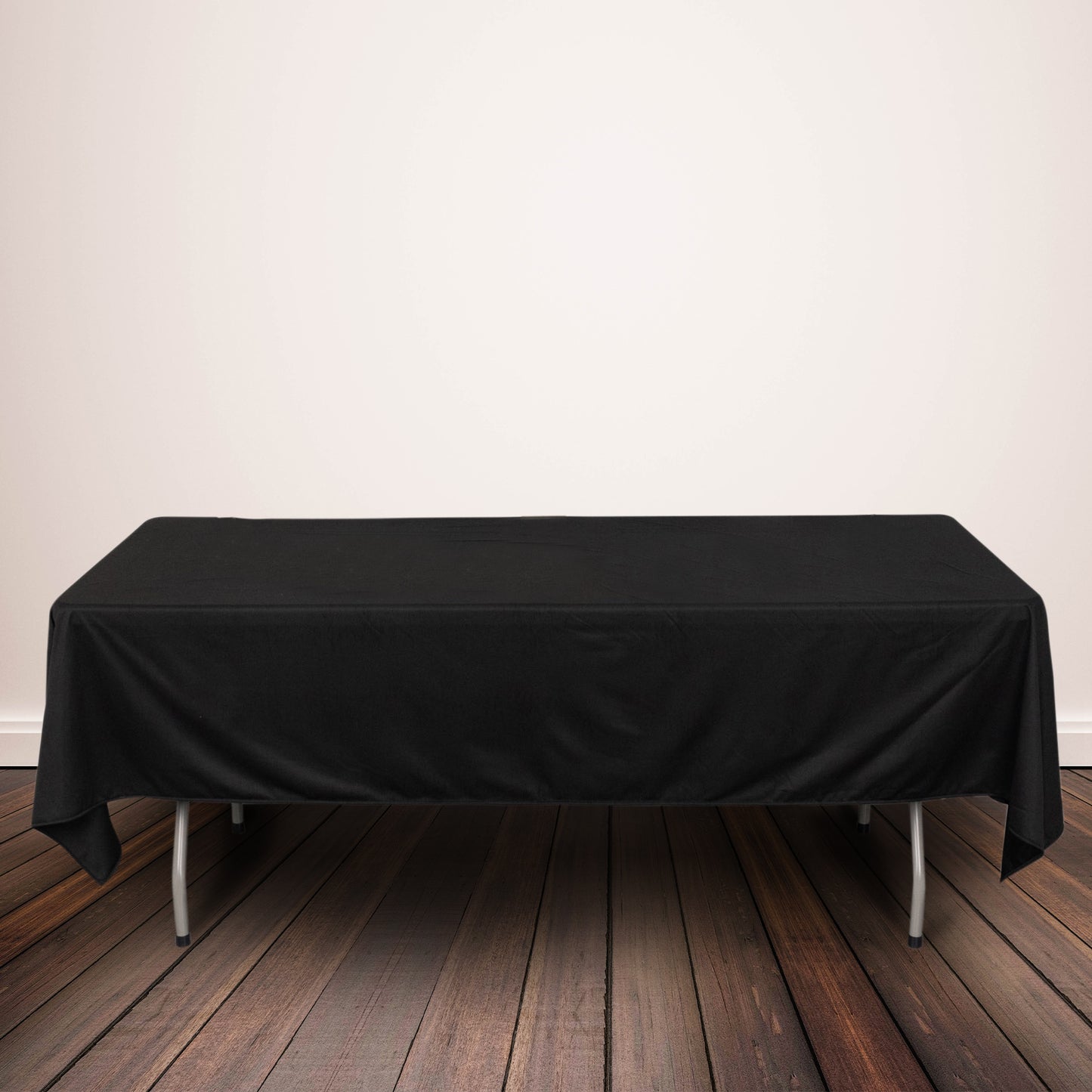 60"x102" Black Premium Scuba Wrinkle Free Rectangular Tablecloth, Scuba Polyester Tablecloth