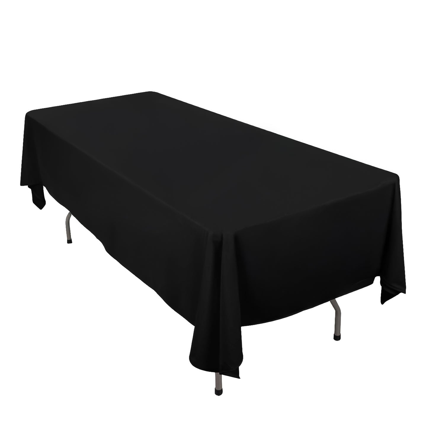 60"x102" Black Scuba Wrinkle Free Rectangular Tablecloth, Scuba Polyester Tablecloth