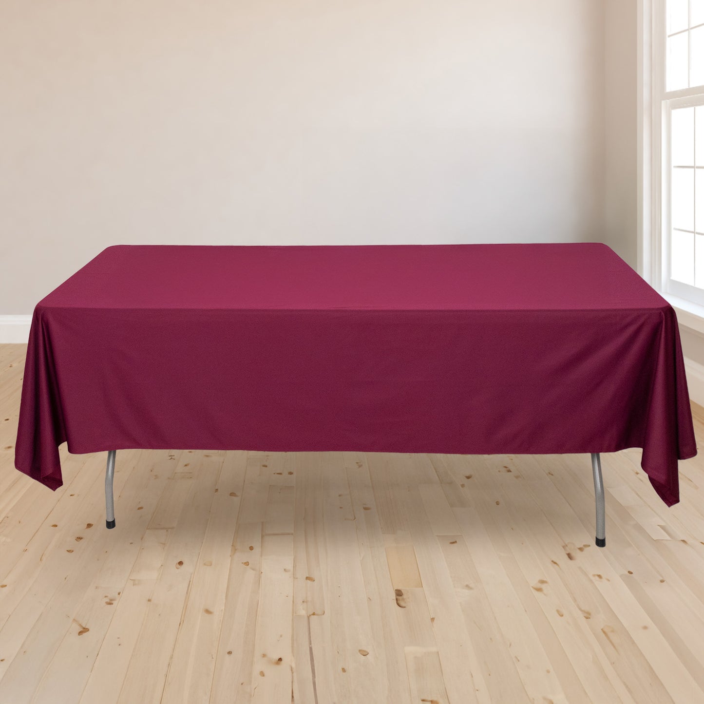 60"x102" Burgundy Premium Scuba Wrinkle Free Rectangular Tablecloth, Scuba Polyester Tablecloth