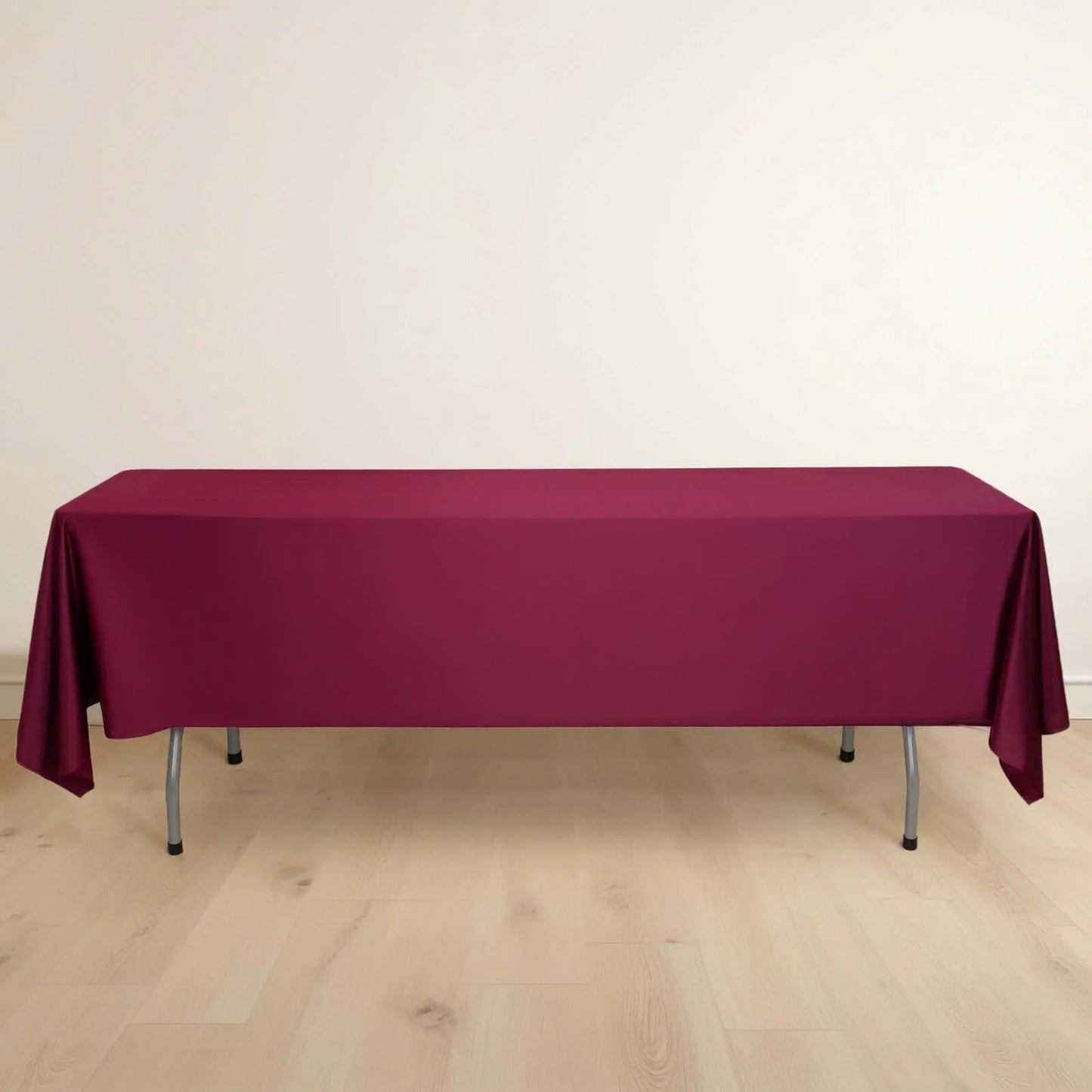 60"x102" Burgundy Scuba Wrinkle Free Rectangular Tablecloth, Scuba Polyester Tablecloth