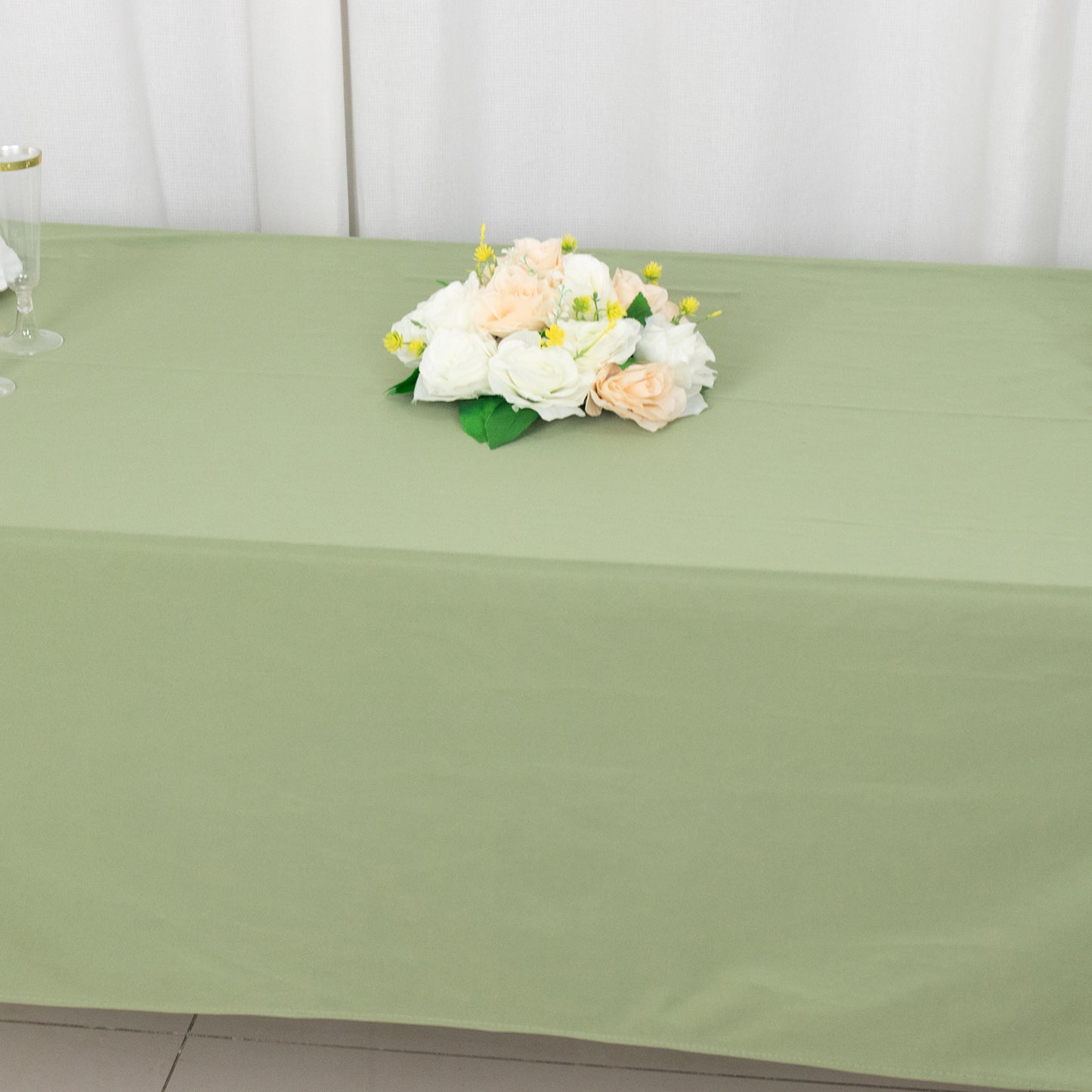 60"x102" Dusty Sage Green Premium Scuba Wrinkle Free Rectangular Tablecloth, Scuba Polyester Tablecloth