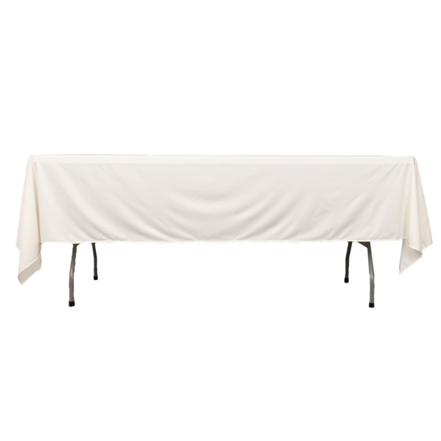 60"x102" Ivory Premium Scuba Wrinkle Free Rectangular Tablecloth, Scuba Polyester Tablecloth