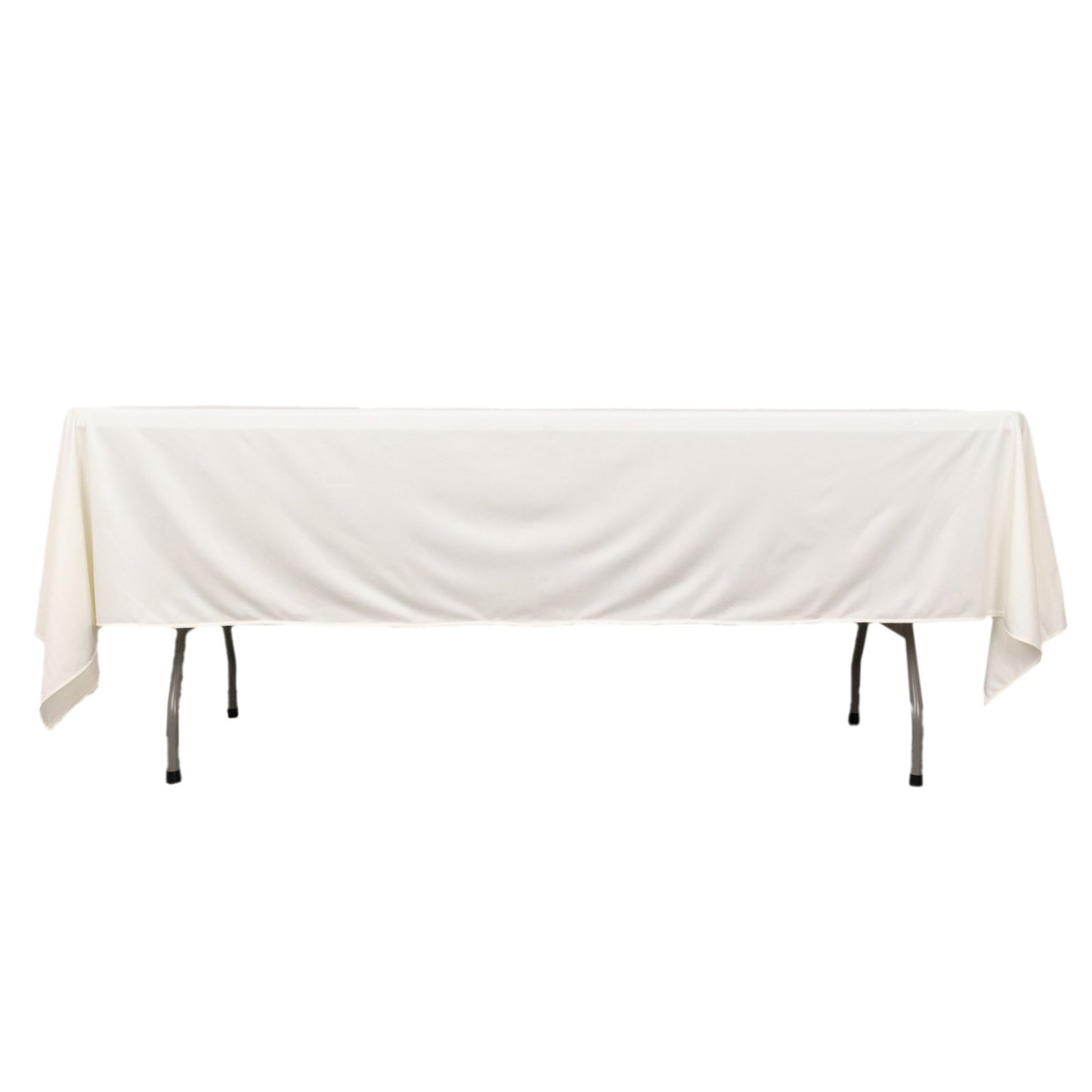 60"x102" Ivory Premium Scuba Wrinkle Free Rectangular Tablecloth, Scuba Polyester Tablecloth