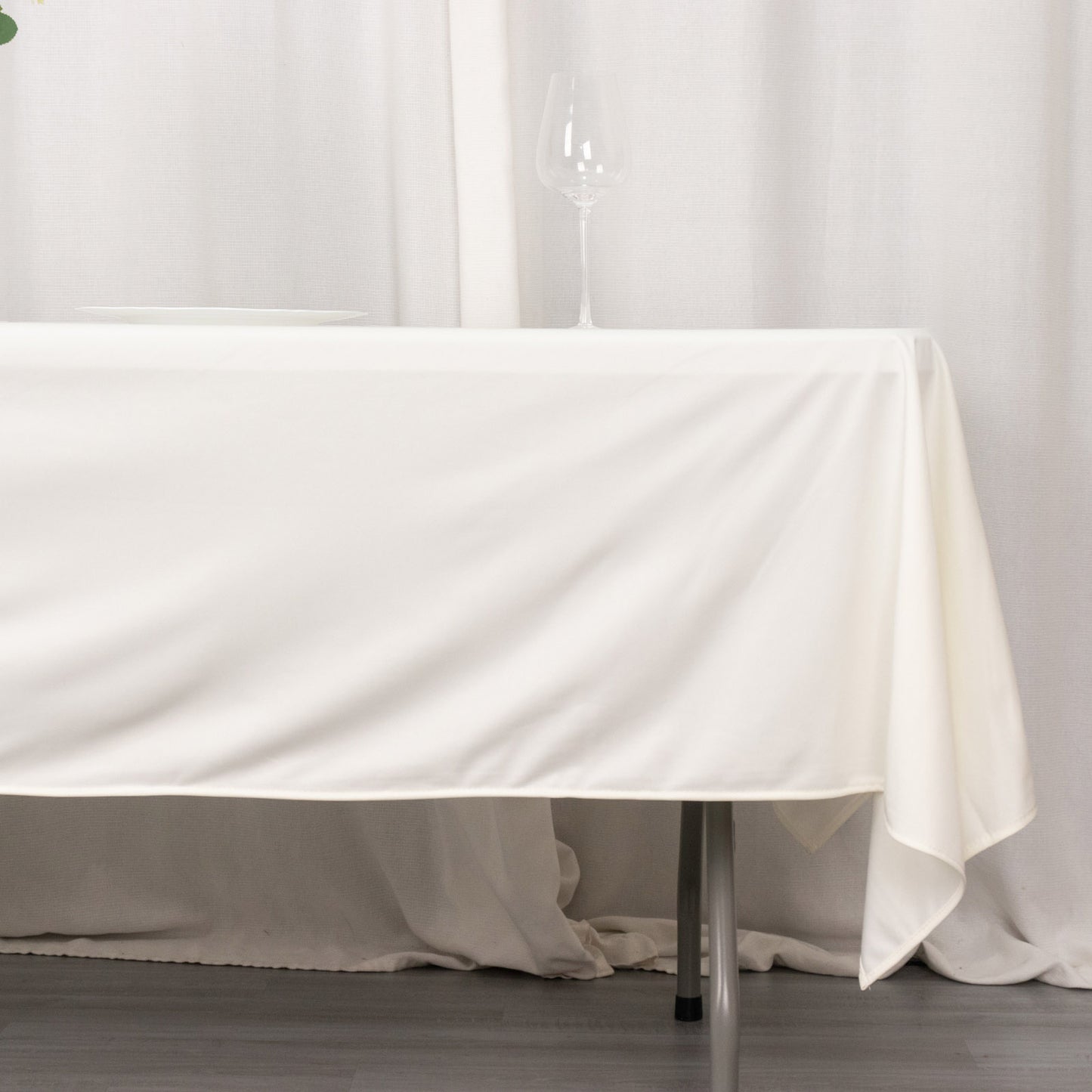 60"x102" Ivory Premium Scuba Wrinkle Free Rectangular Tablecloth, Scuba Polyester Tablecloth