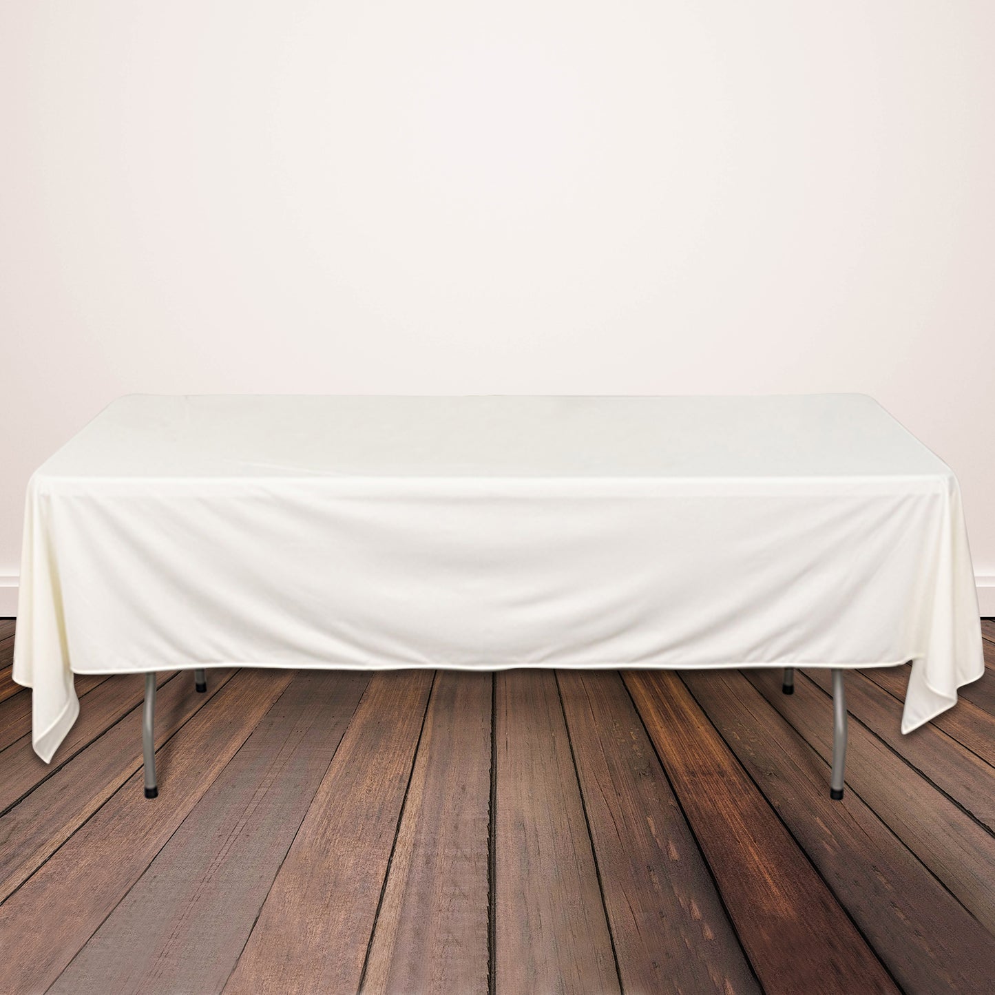 60"x102" Ivory Premium Scuba Wrinkle Free Rectangular Tablecloth, Scuba Polyester Tablecloth