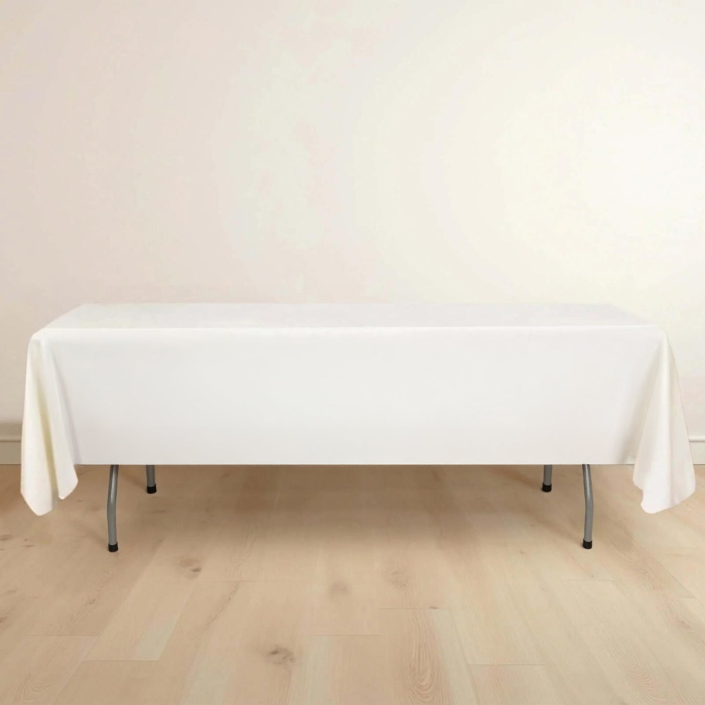 60"x102" Ivory Scuba Wrinkle Free Rectangular Tablecloth, Scuba Polyester Tablecloth