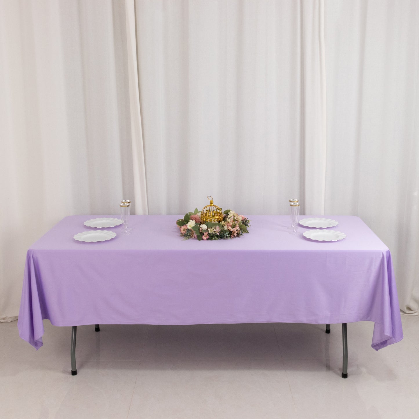 60"x102" Lavender Lilac Scuba Wrinkle Free Rectangular Tablecloth, Scuba Polyester Tablecloth