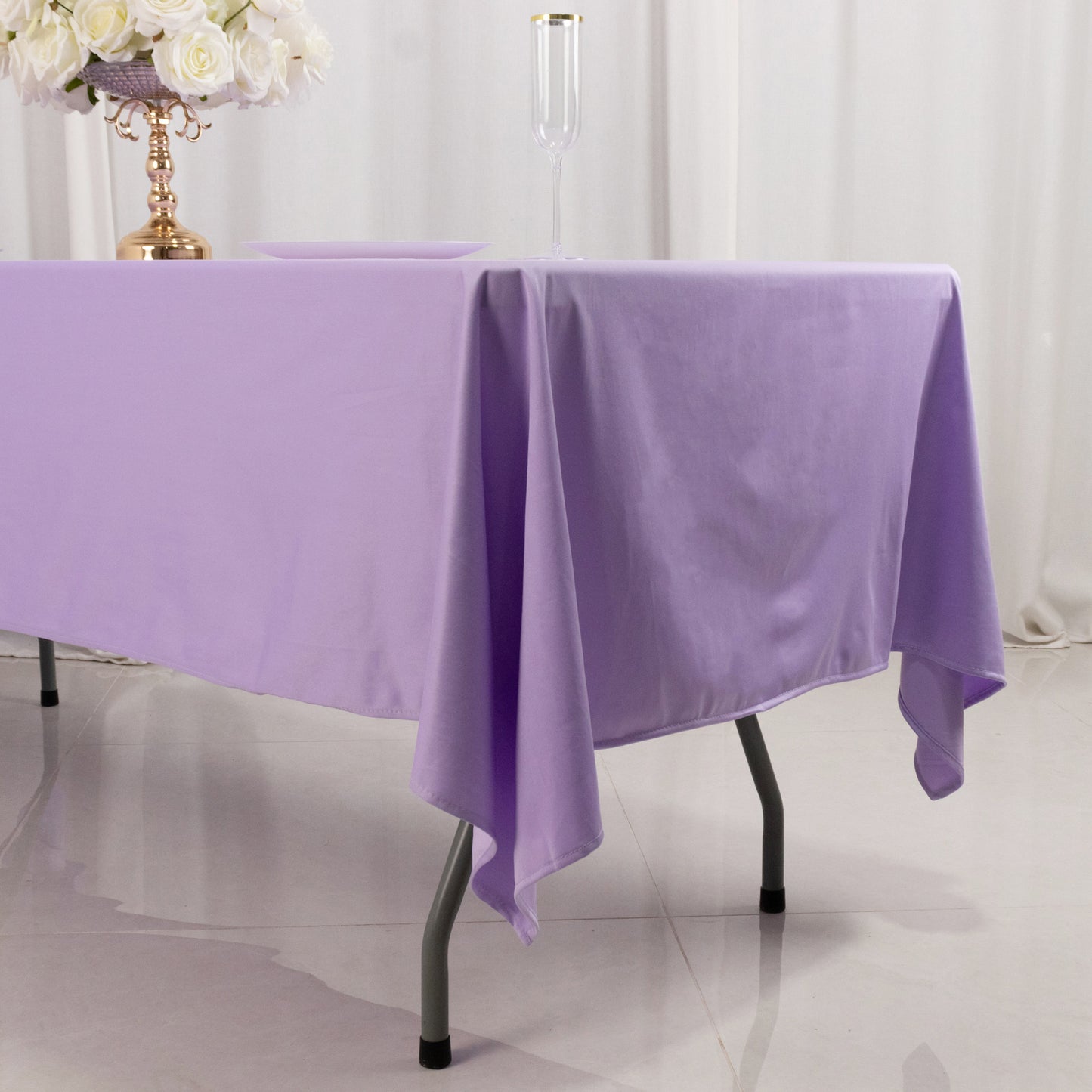 60"x102" Lavender Lilac Scuba Wrinkle Free Rectangular Tablecloth, Scuba Polyester Tablecloth