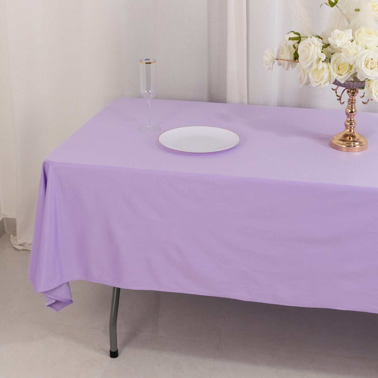 60"x102" Lavender Lilac Scuba Wrinkle Free Rectangular Tablecloth, Scuba Polyester Tablecloth